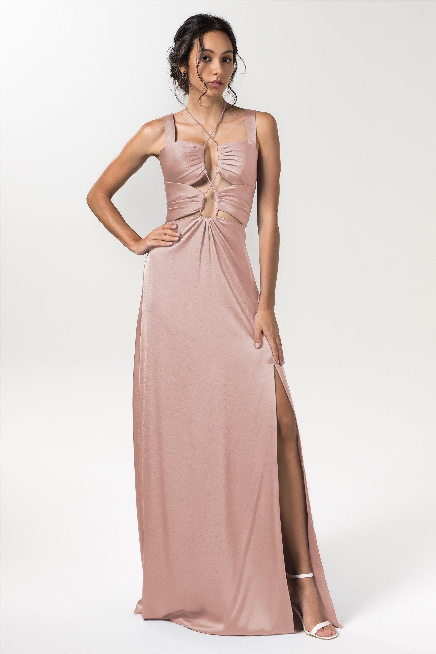 Sheath Floor Length Luxe Satin Bridesmaid Dress Formal Dresses CB0593 - COCOMELODY