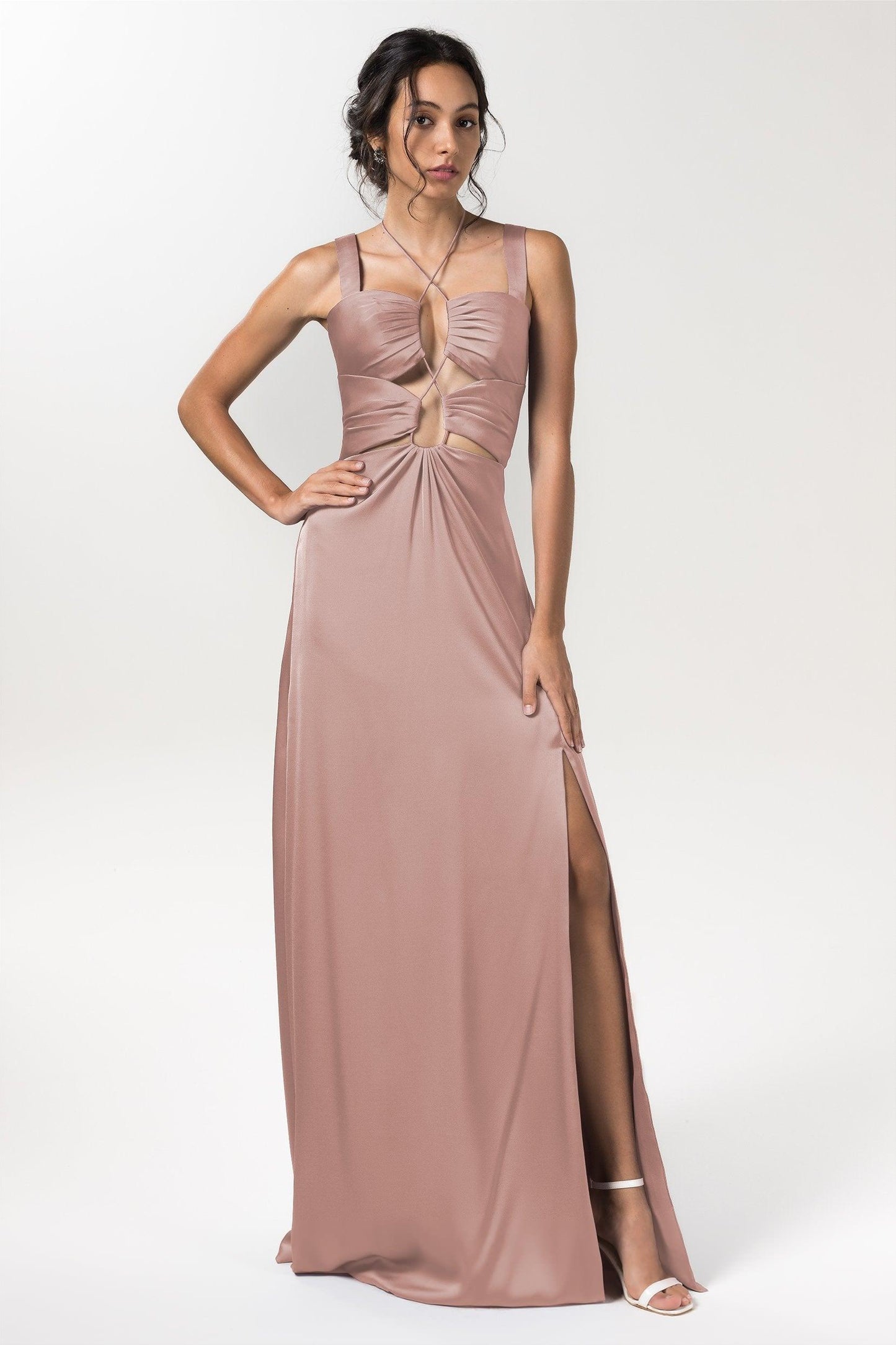Sheath Floor Length Luxe Satin Bridesmaid Dress Formal Dresses CB0593 - COCOMELODY