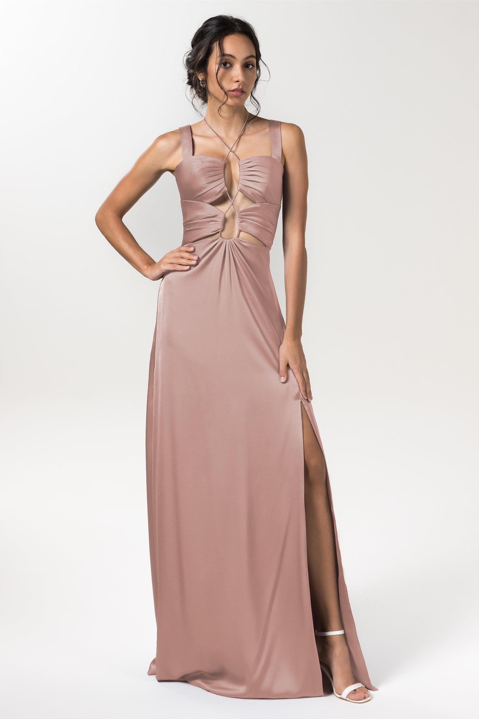 Sheath Floor Length Luxe Satin Bridesmaid Dress Formal Dresses CB0593 - COCOMELODY