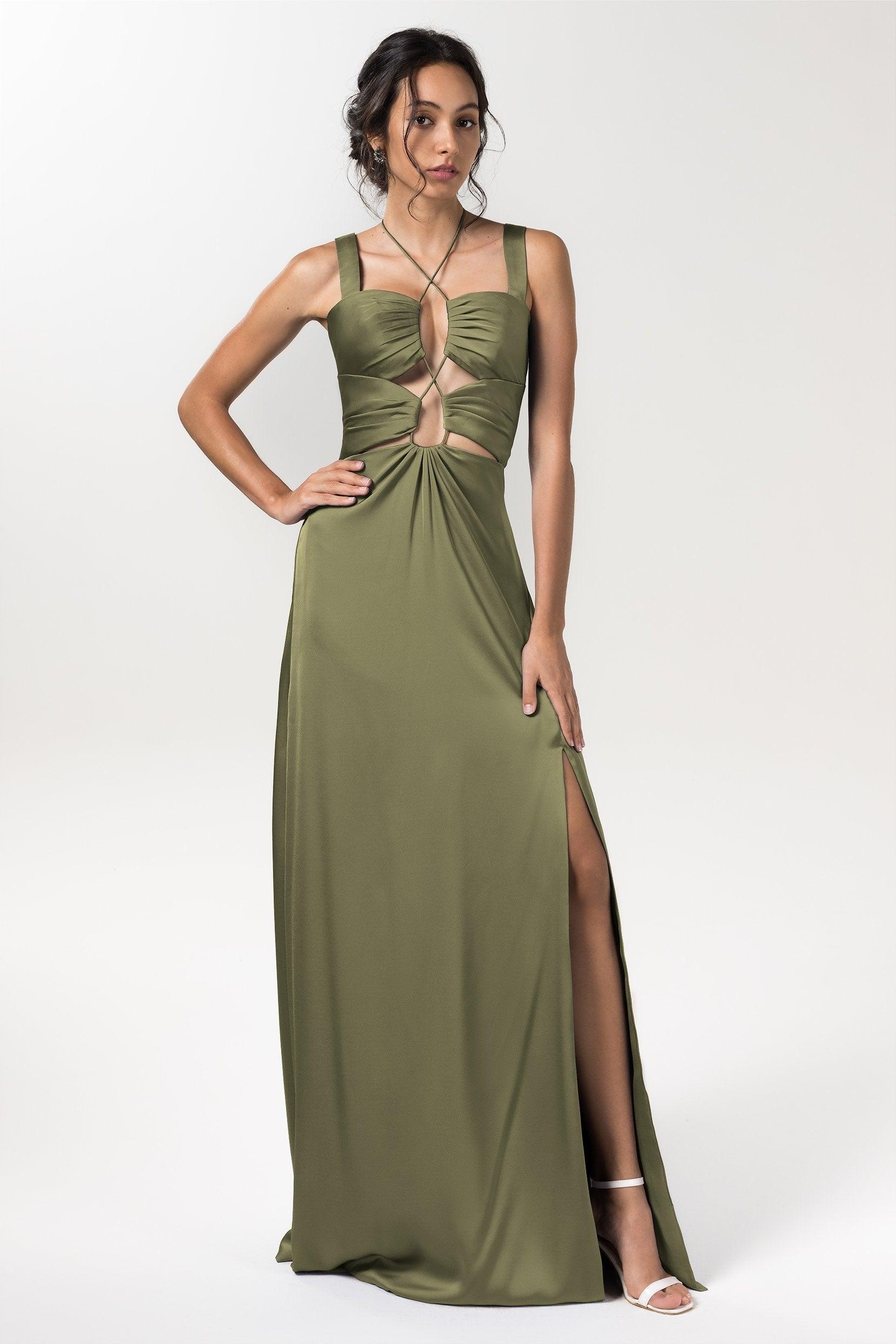 Sheath Floor Length Luxe Satin Bridesmaid Dress Formal Dresses CB0593 - COCOMELODY