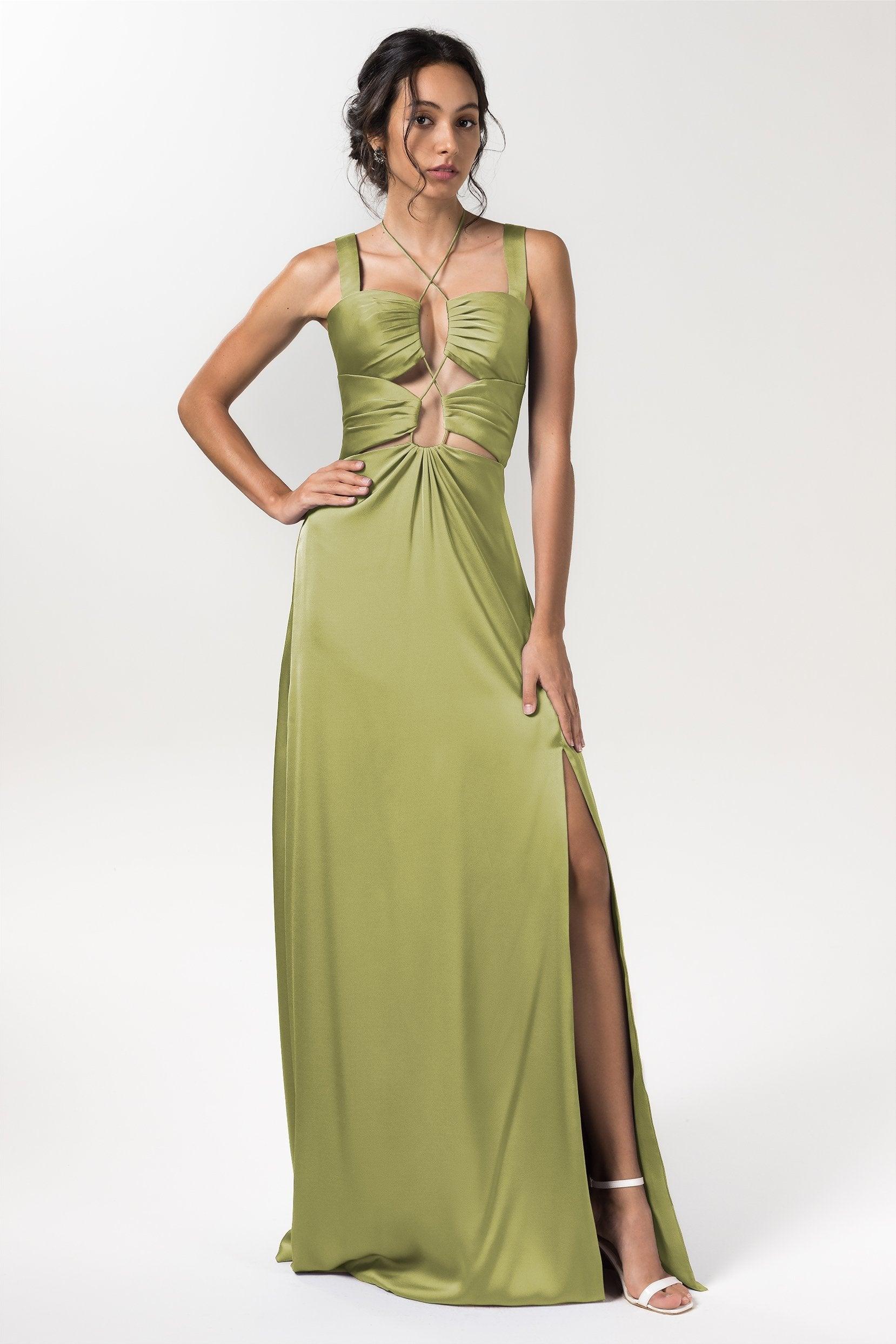 Sheath Floor Length Luxe Satin Bridesmaid Dress Formal Dresses CB0593 - COCOMELODY