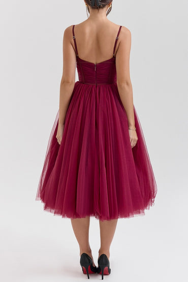 A-line Spaghetti Strap Tulle Formal Evening Dresses 854604954195