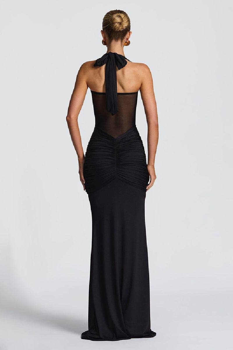 Mermaid Halter Maxi Polyester Formal Wedding Guest Dress Ruched Evening Gown COCOMELODY 949331507745 Mermaid Halter Maxi Polyester Formal Wedding Guest Dress Ruched Evening Gown COCOMELODY 949331507745