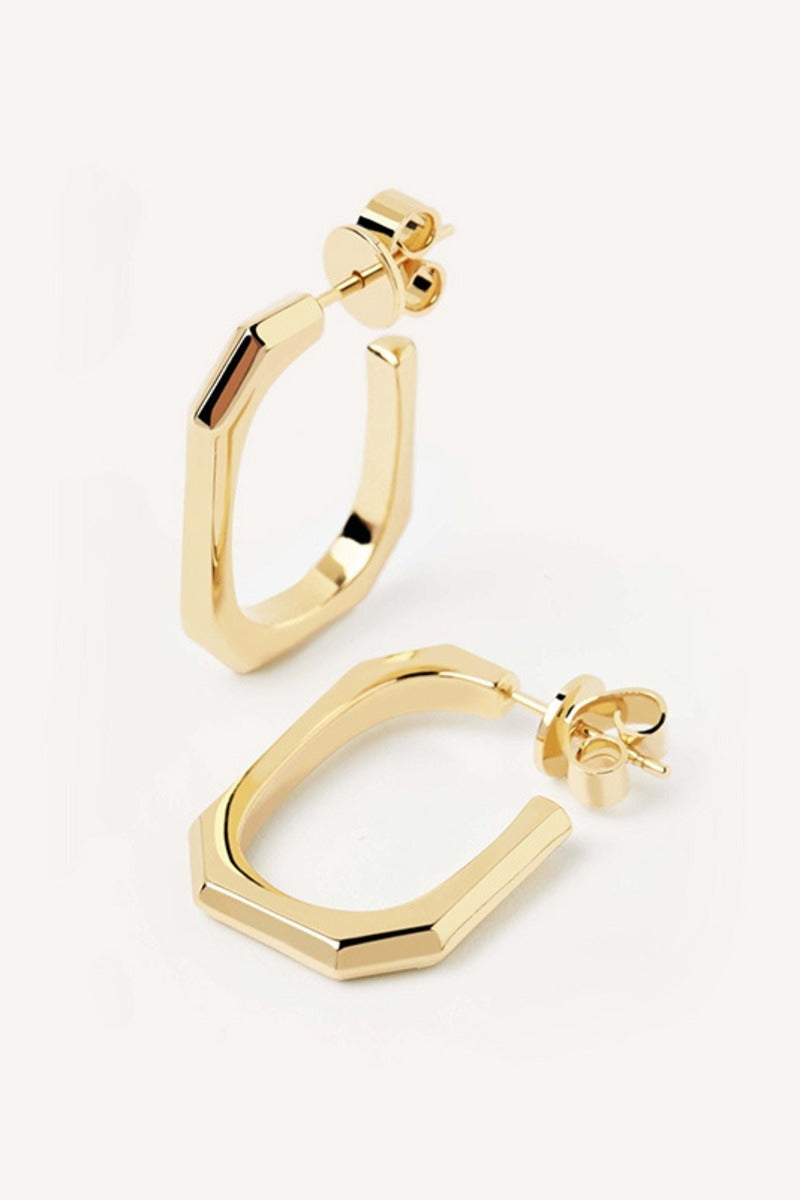 Post Geometric Hexagon Hoop Minimalist Open Earrings 993765592204