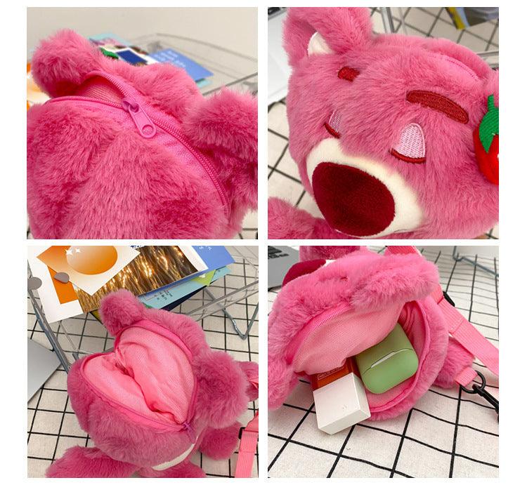 Straddle Strawberry Bear doll change kids bag 853476266016 - COCOMELODY