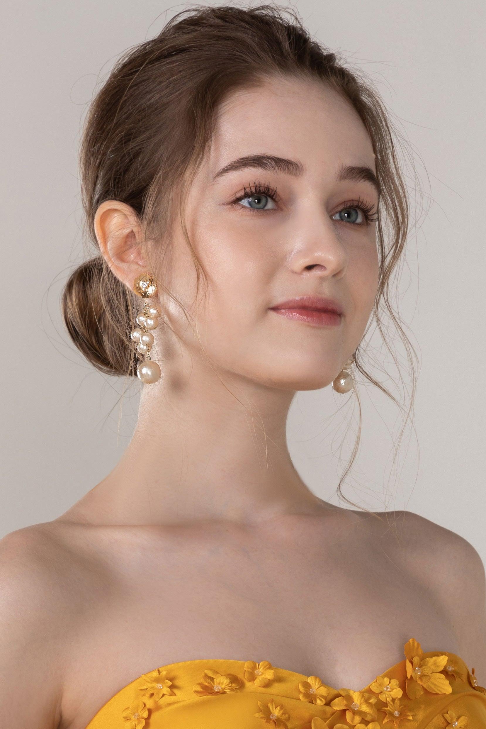 Alloy Earrings with Imitation Pearl CE0127 - COCOMELODY