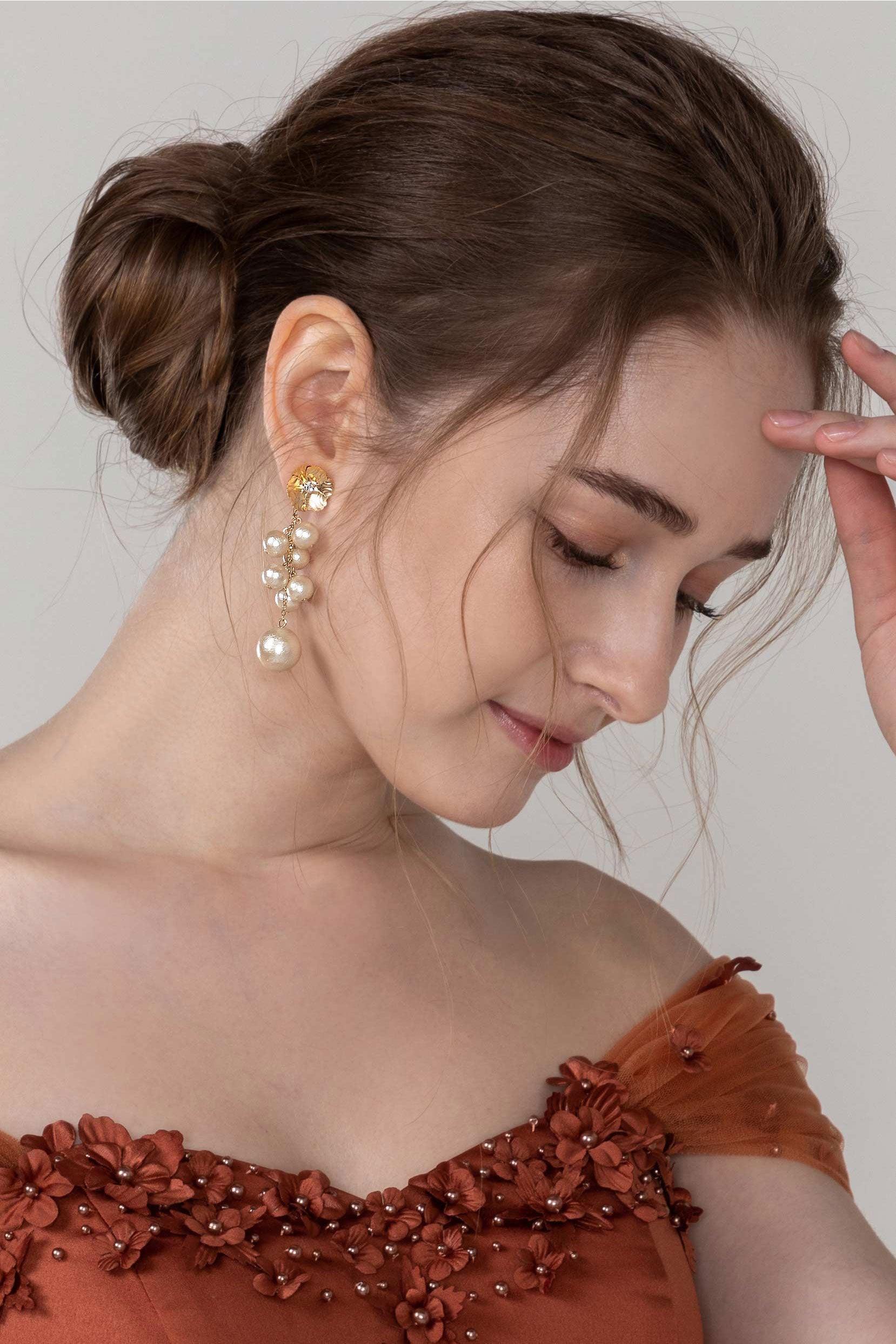 Alloy Earrings with Imitation Pearl CE0127 - COCOMELODY
