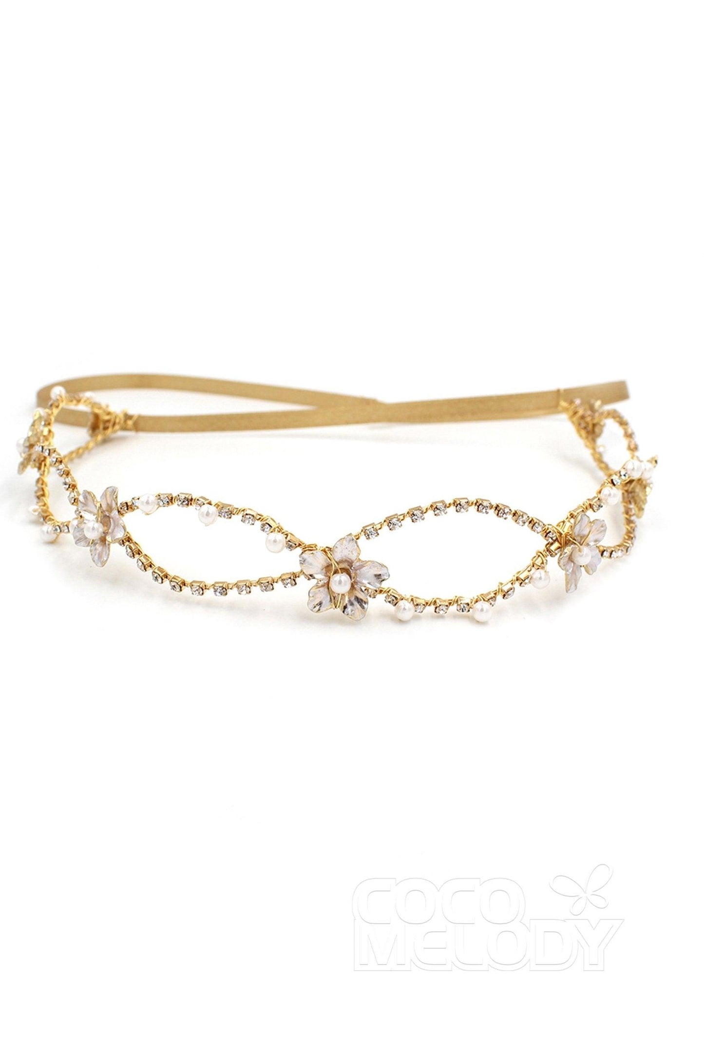 Alloy Headbands with Imitation Pearl and Rhinestone CH0309