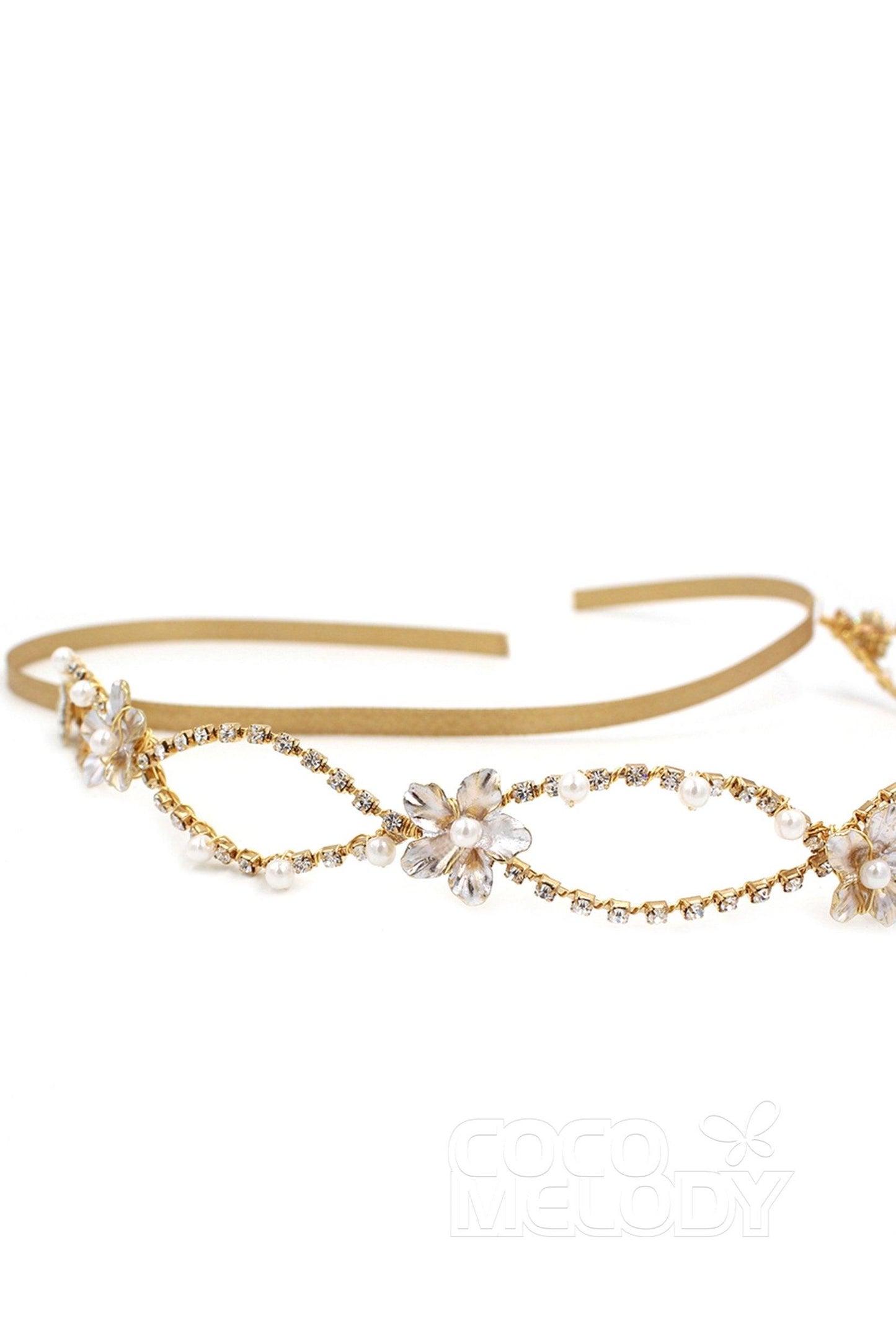 Alloy Headbands with Imitation Pearl and Rhinestone CH0309