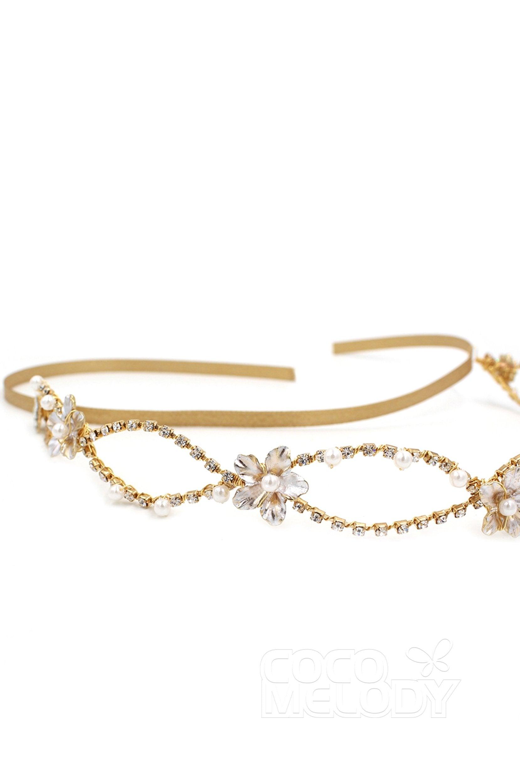 Alloy Headbands with Imitation Pearl and Rhinestone CH0309 - COCOMELODY