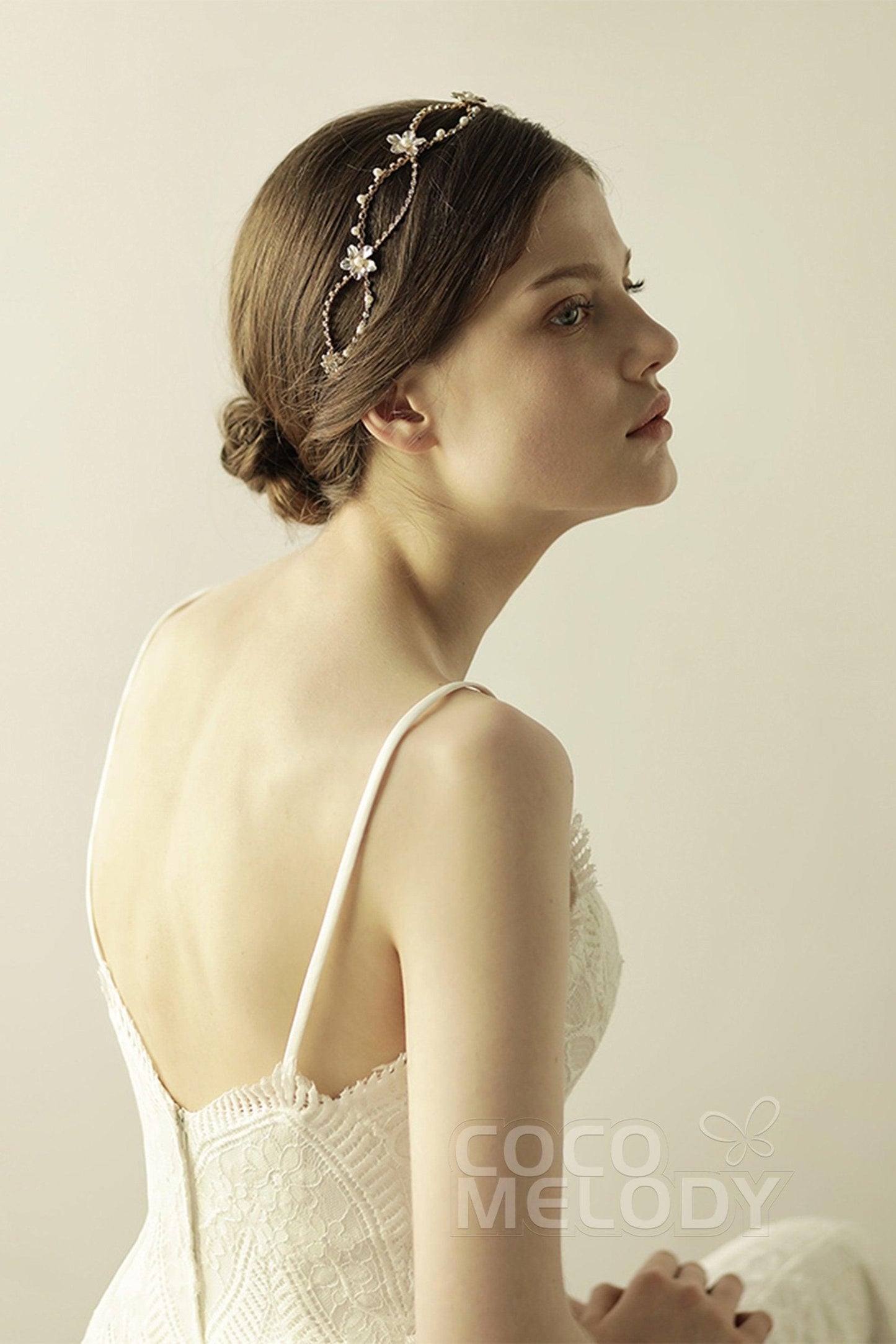 Alloy Headbands with Imitation Pearl and Rhinestone CH0309