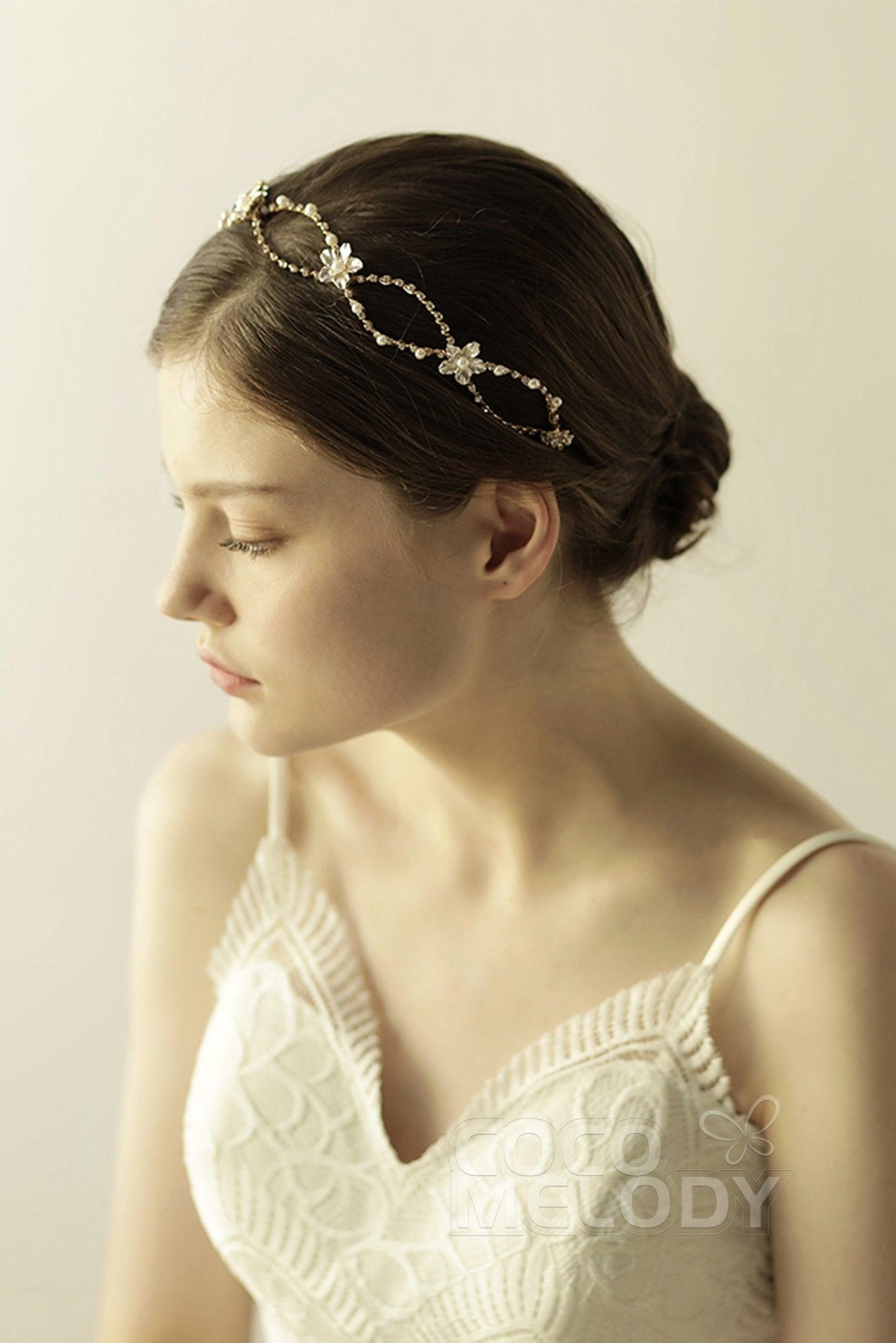 Alloy Headbands with Imitation Pearl and Rhinestone CH0309