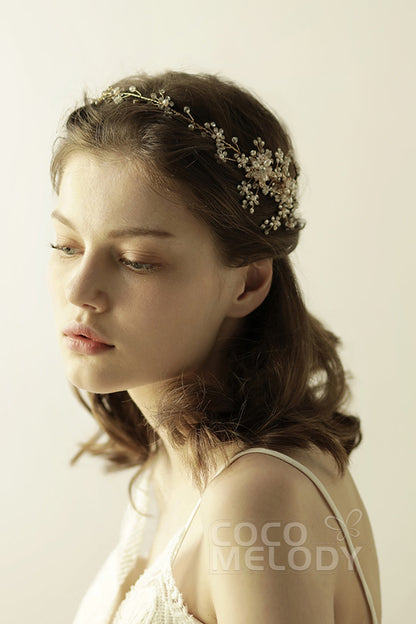 Alloy Headbands with Pearl and Rhinestone CH0310