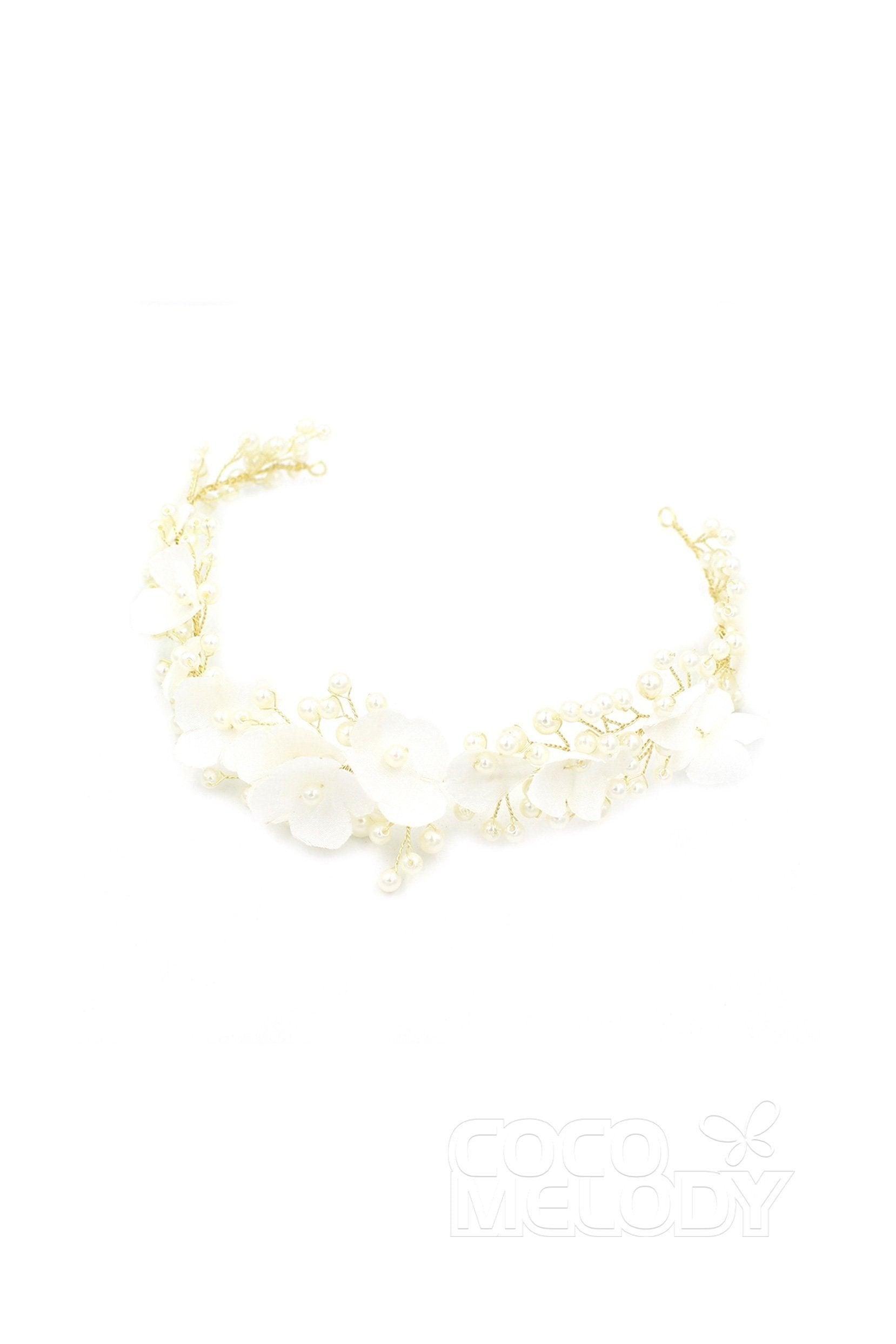 Alloy Headbands with Pearls and Flower CH0311 - COCOMELODY