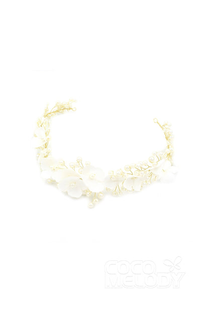Alloy Headbands with Pearls and Flower CH0311