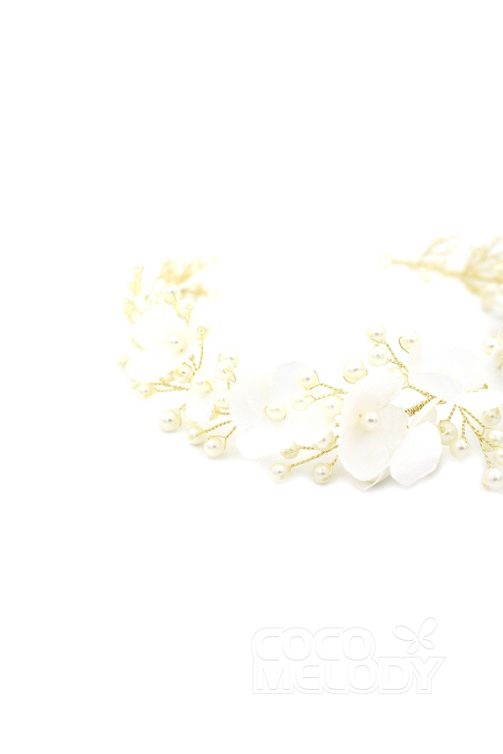 Alloy Headbands with Pearls and Flower CH0311 - COCOMELODY