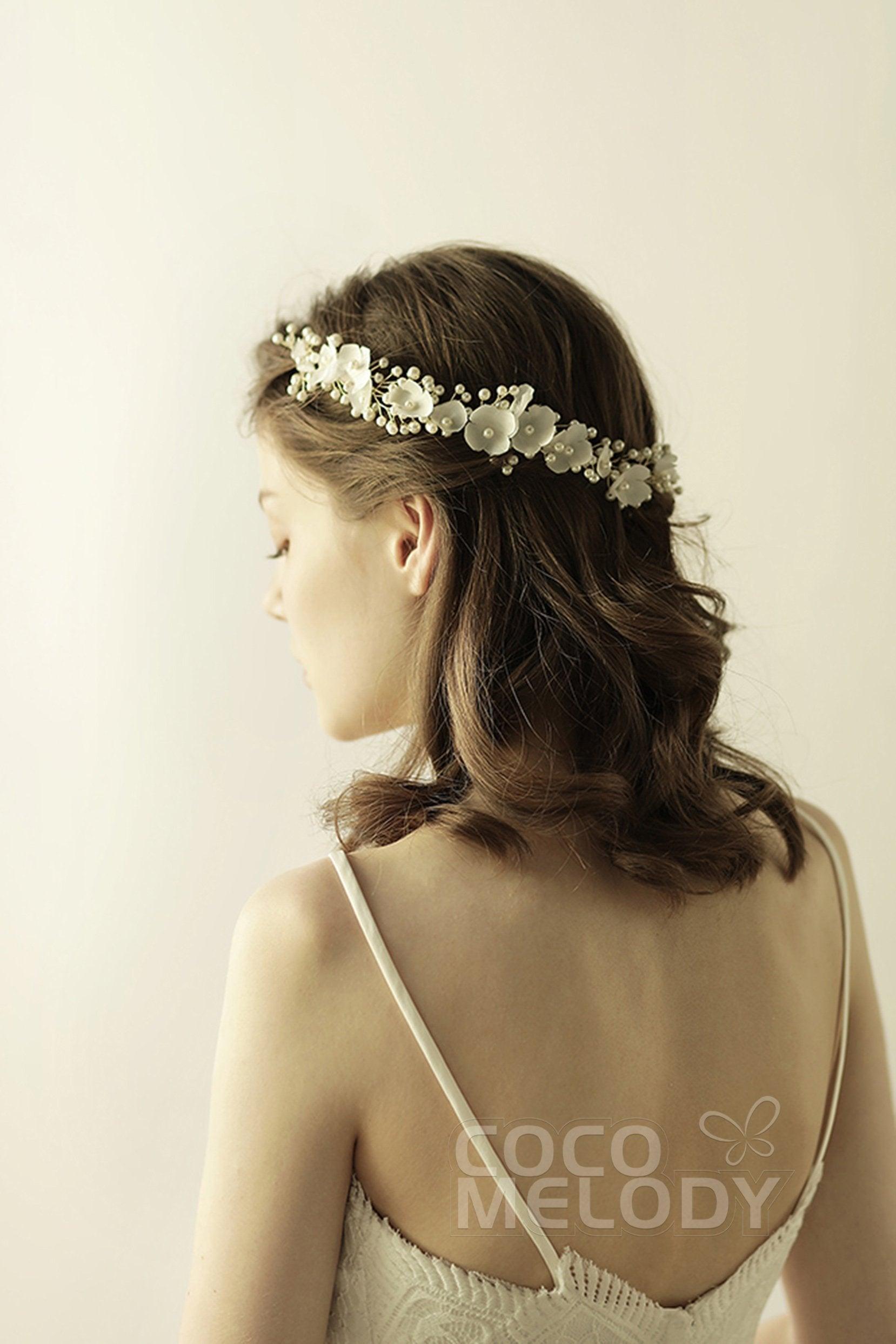Alloy Headbands with Pearls and Flower CH0311 - COCOMELODY