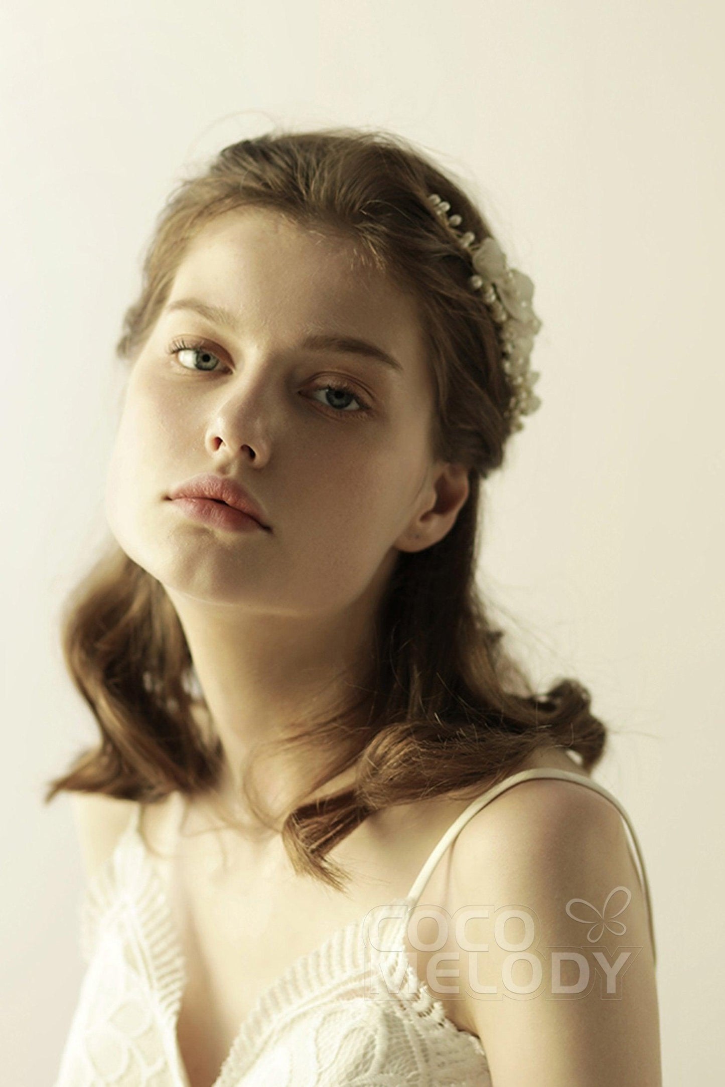 Alloy Headbands with Pearls and Flower CH0311