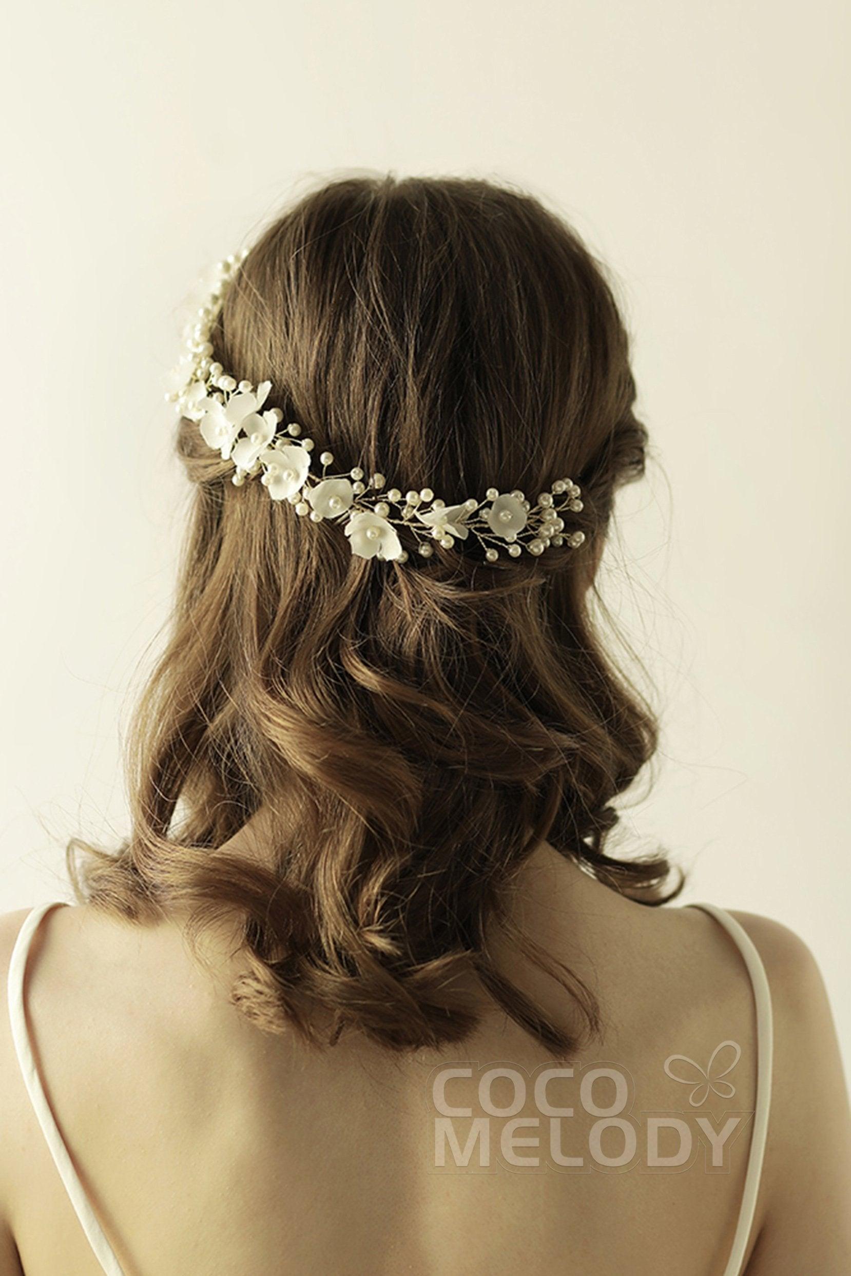 Alloy Headbands with Pearls and Flower CH0311 - COCOMELODY