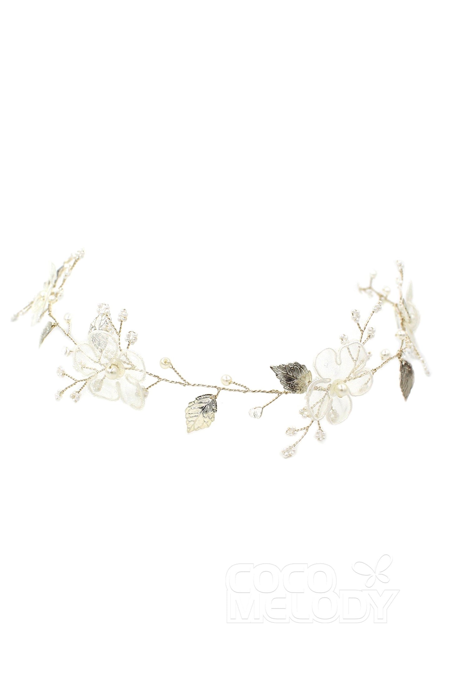 Alloy Headbands with Pearls and Flower CH0314