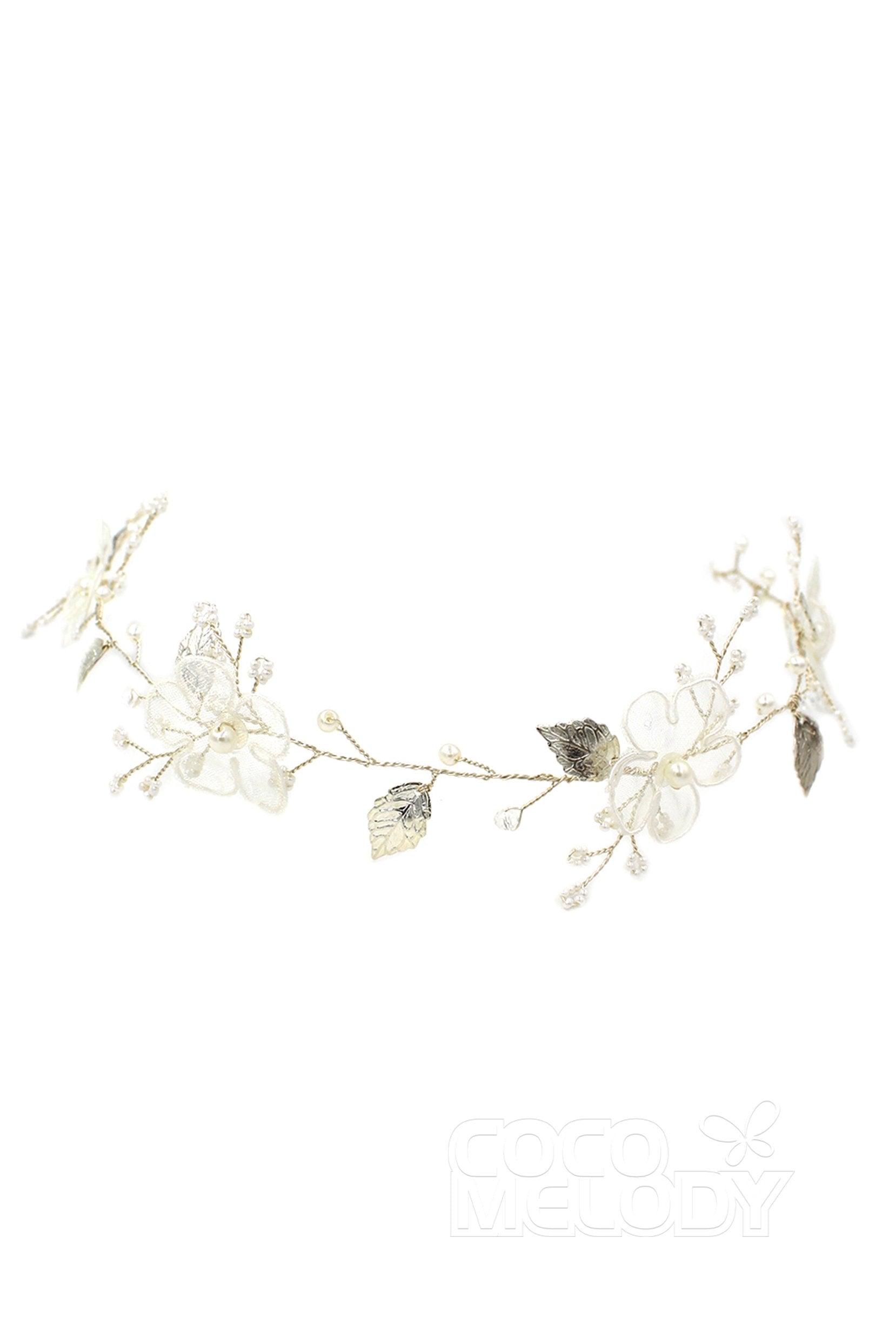 Alloy Headbands with Pearls and Flower CH0314 - COCOMELODY