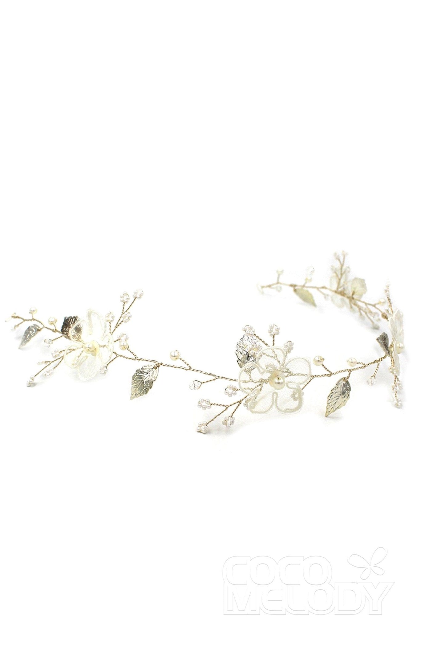 Alloy Headbands with Pearls and Flower CH0314