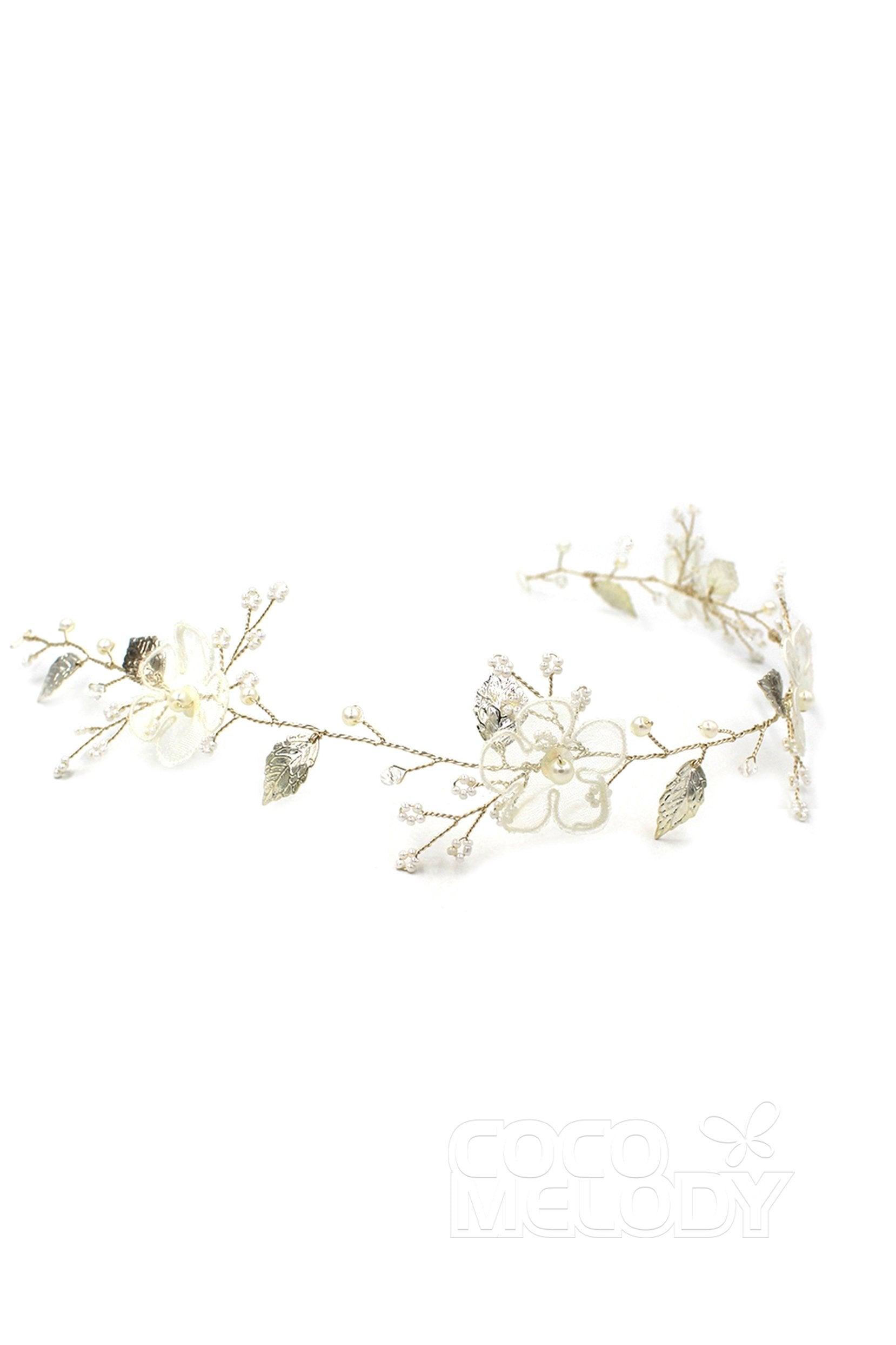 Alloy Headbands with Pearls and Flower CH0314 - COCOMELODY