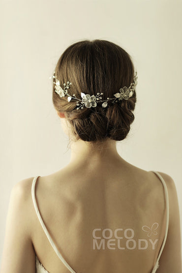 Alloy Headbands with Pearls and Flower CH0314