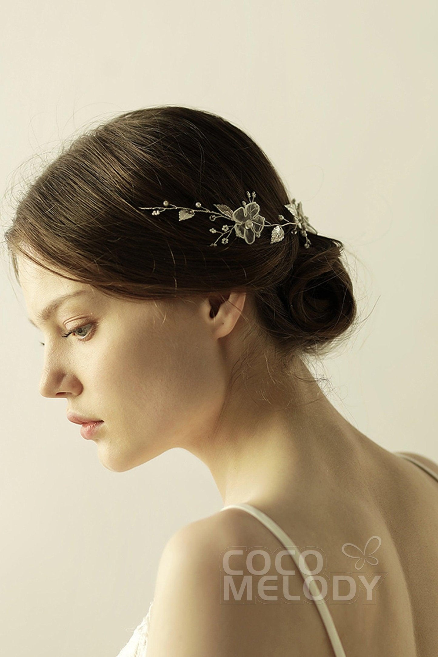 Alloy Headbands with Pearls and Flower CH0314