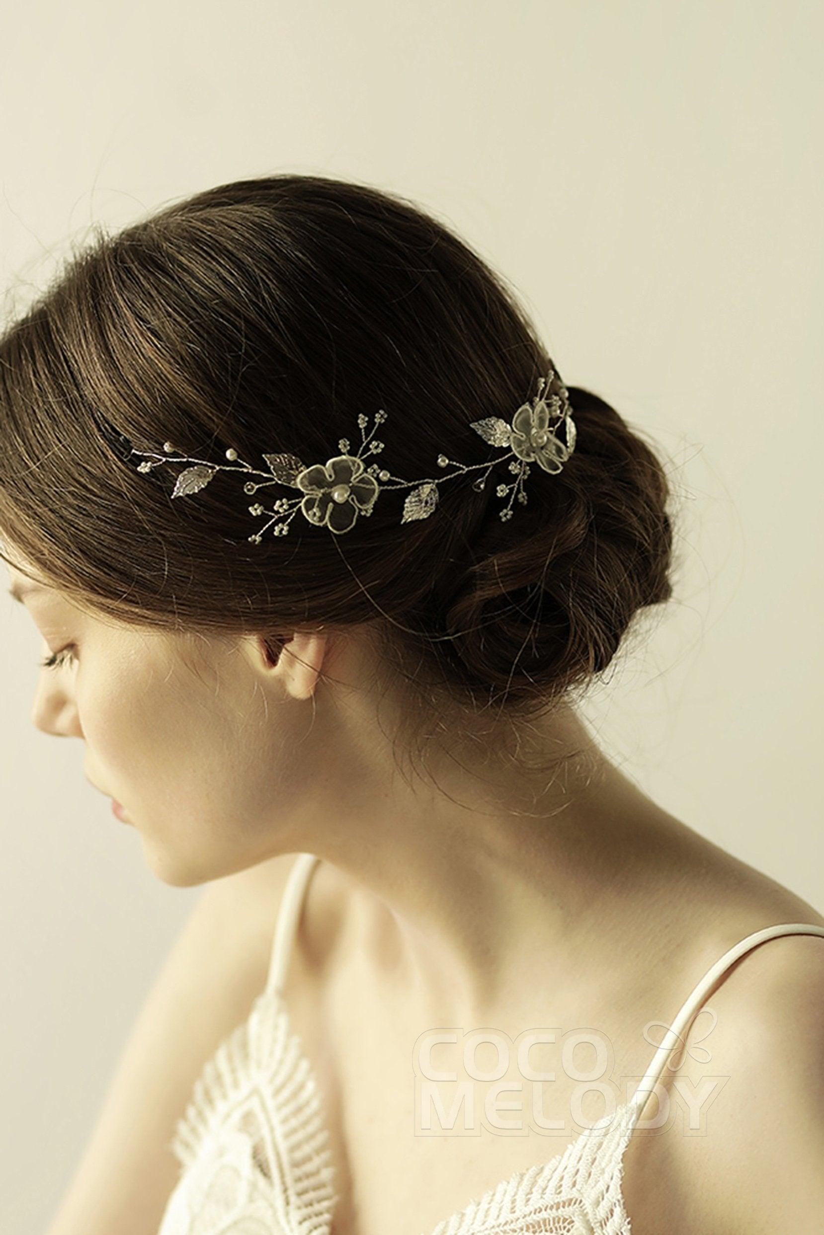 Alloy Headbands with Pearls and Flower CH0314 - COCOMELODY