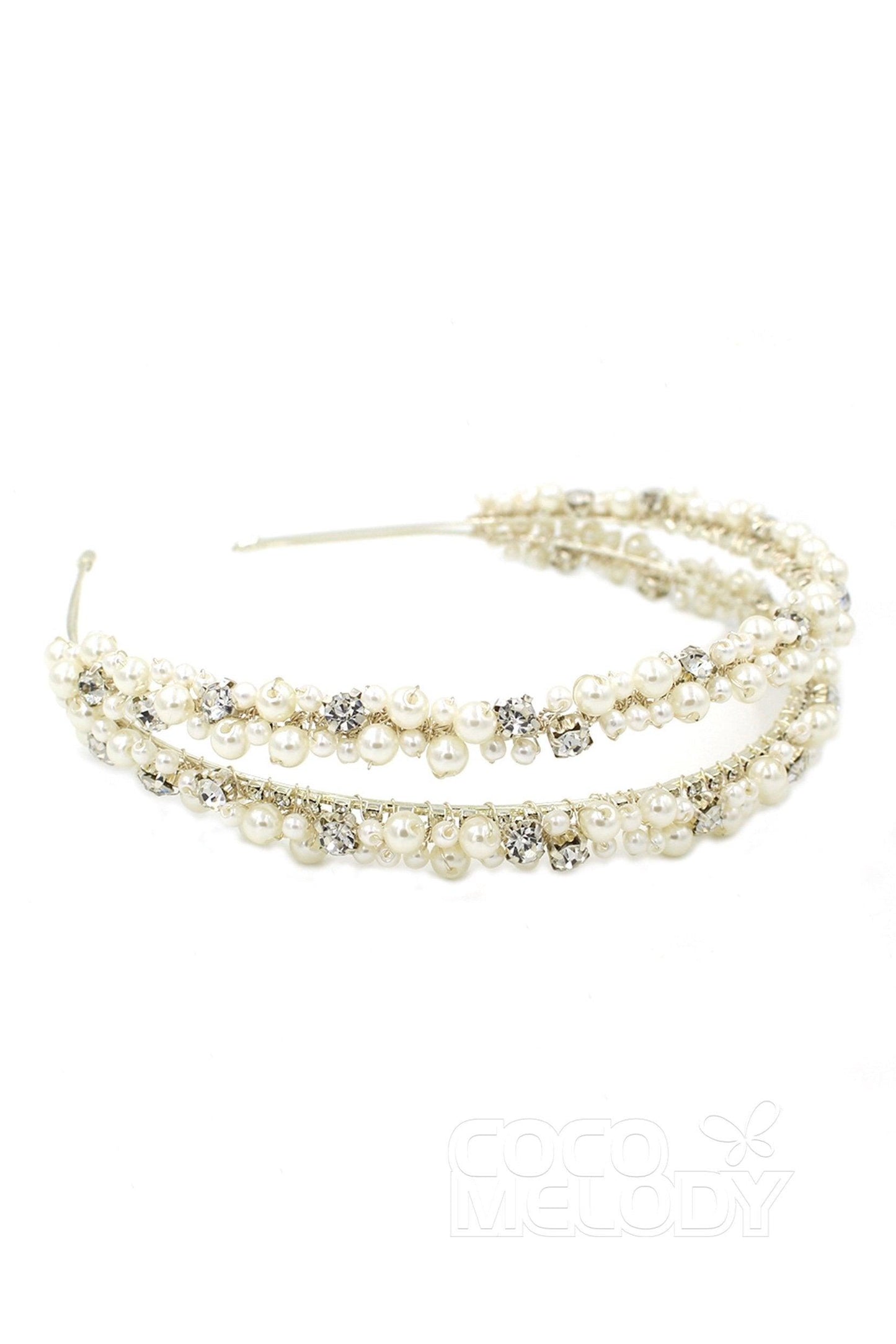 Alloy Headbands with Imitation Pearl and Rhinestone CH0318