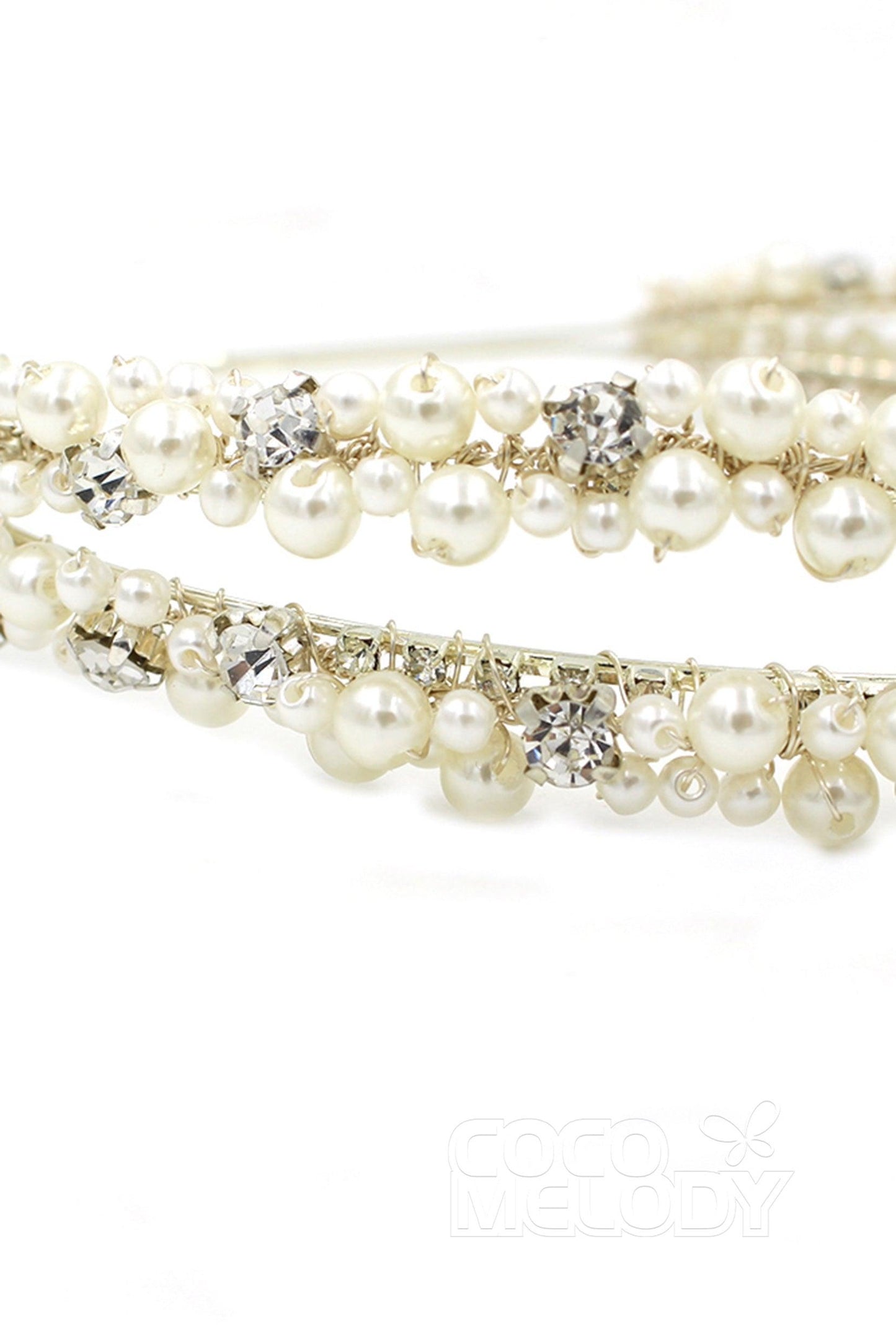 Alloy Headbands with Imitation Pearl and Rhinestone CH0318