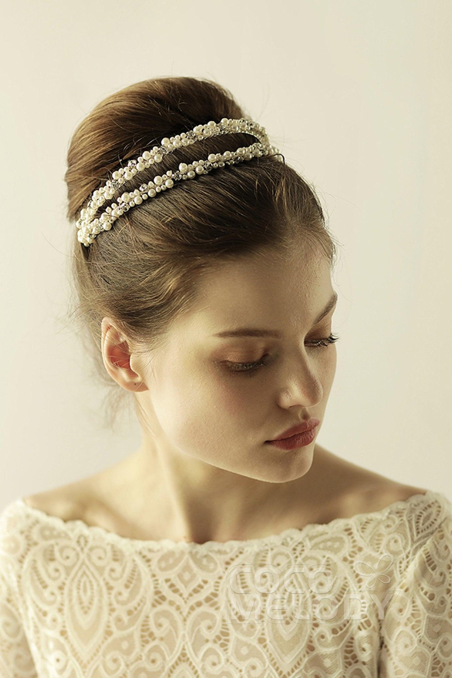 Alloy Headbands with Imitation Pearl and Rhinestone CH0318 - COCOMELODY