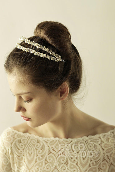 Alloy Headbands with Imitation Pearl and Rhinestone CH0318