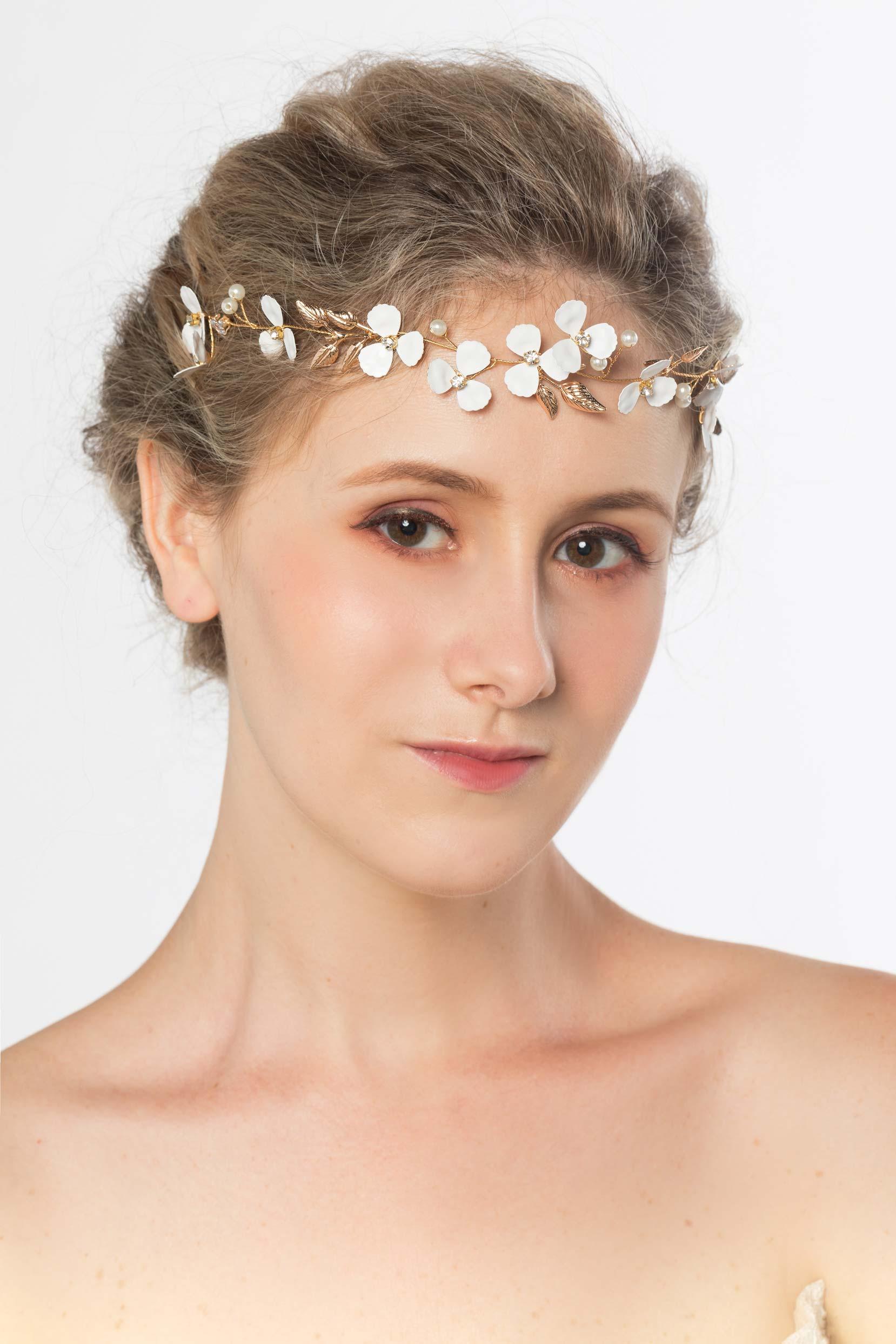 Alloy Headbands with Pearls Flower CH0377 - COCOMELODY