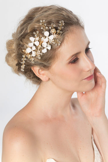 Alloy Hair Combs with Pearl Crystals CH0383 - COCOMELODY