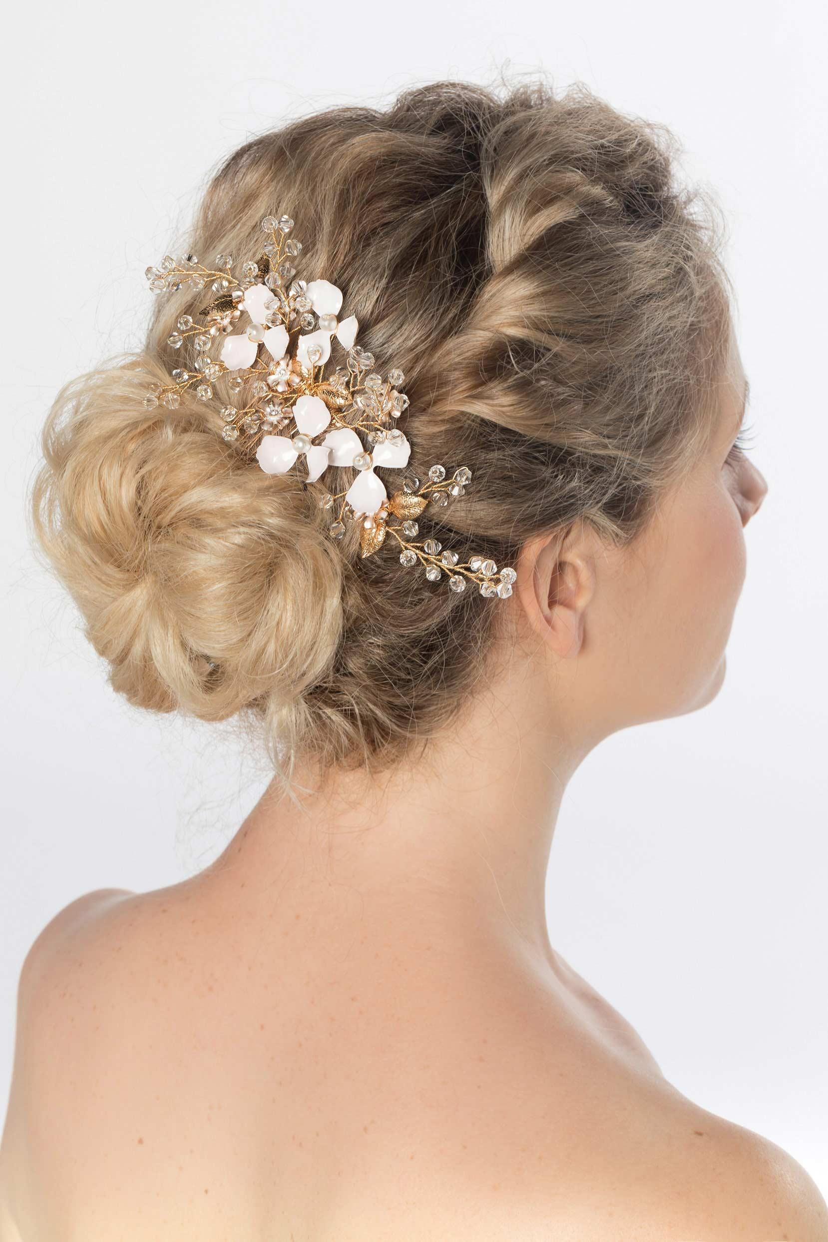 Alloy Hair Combs with Pearl Crystals CH0383 - COCOMELODY