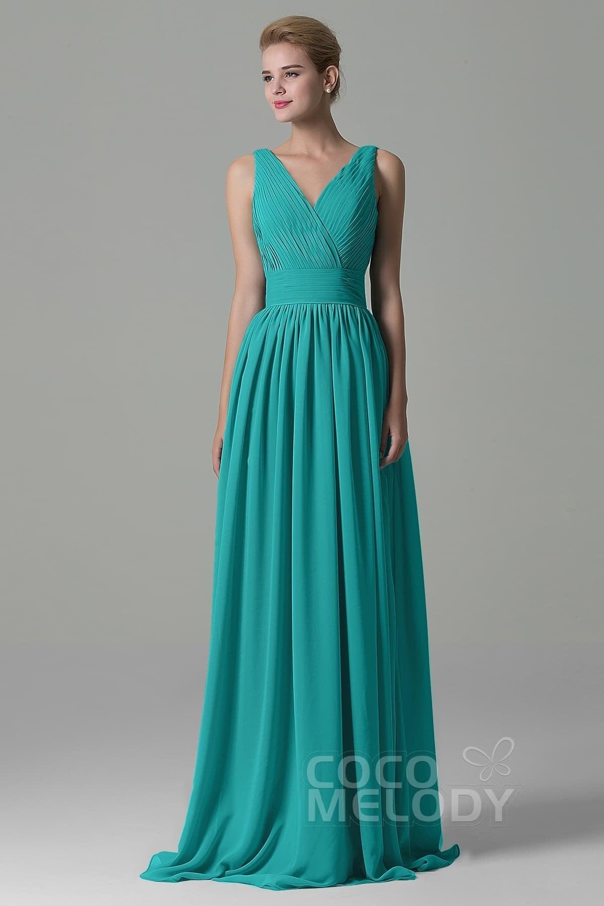 Sheath Floor Length Chiffon Bridesmaid Dress COAF1500A - COCOMELODY
