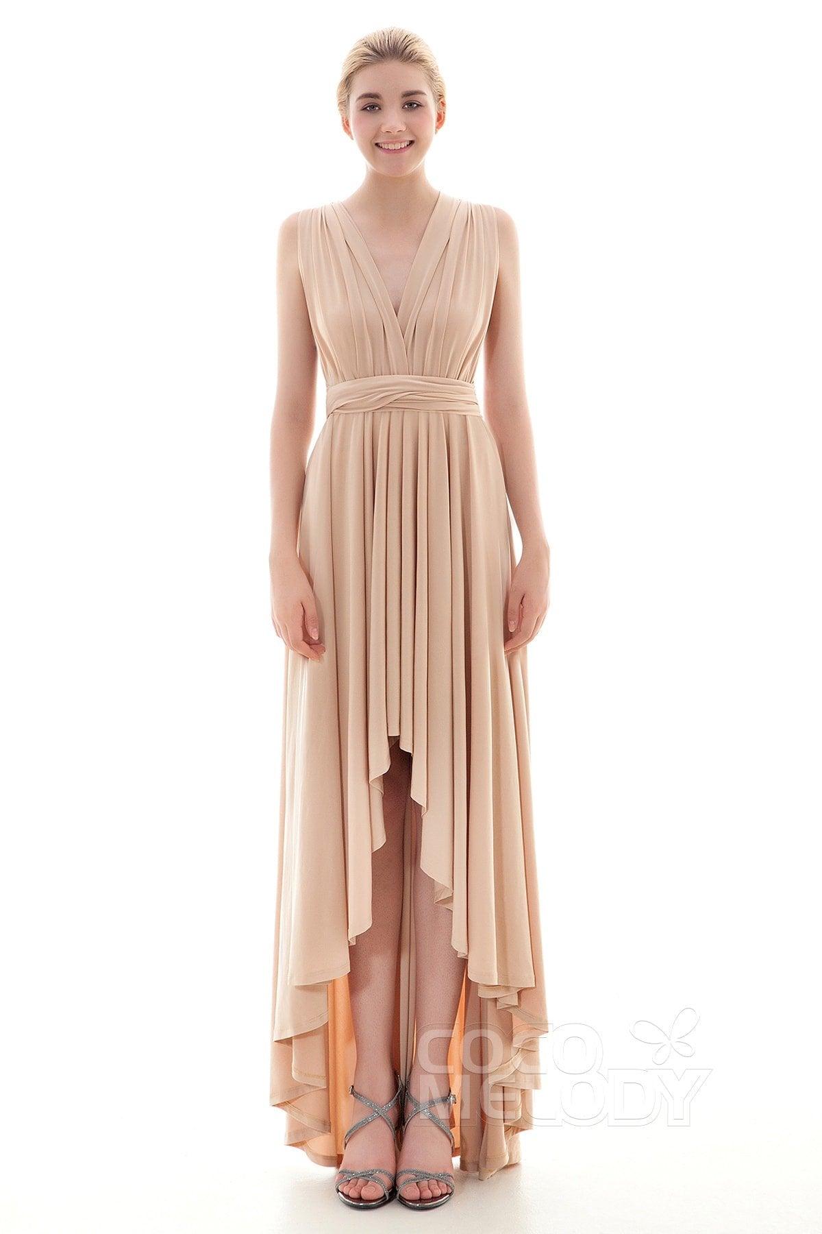 Asymmetrical High-Low Knitted Bridesmaid Dress COED16001 - COCOMELODY