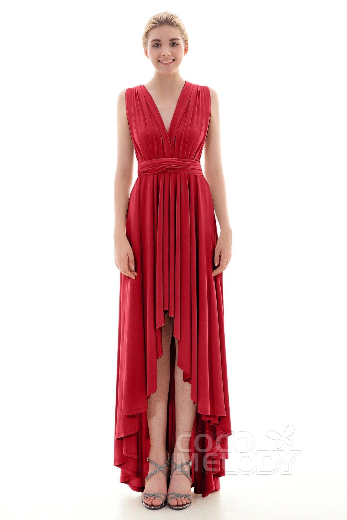 Asymmetrical High-Low Knitted Bridesmaid Dress COED16001 - COCOMELODY