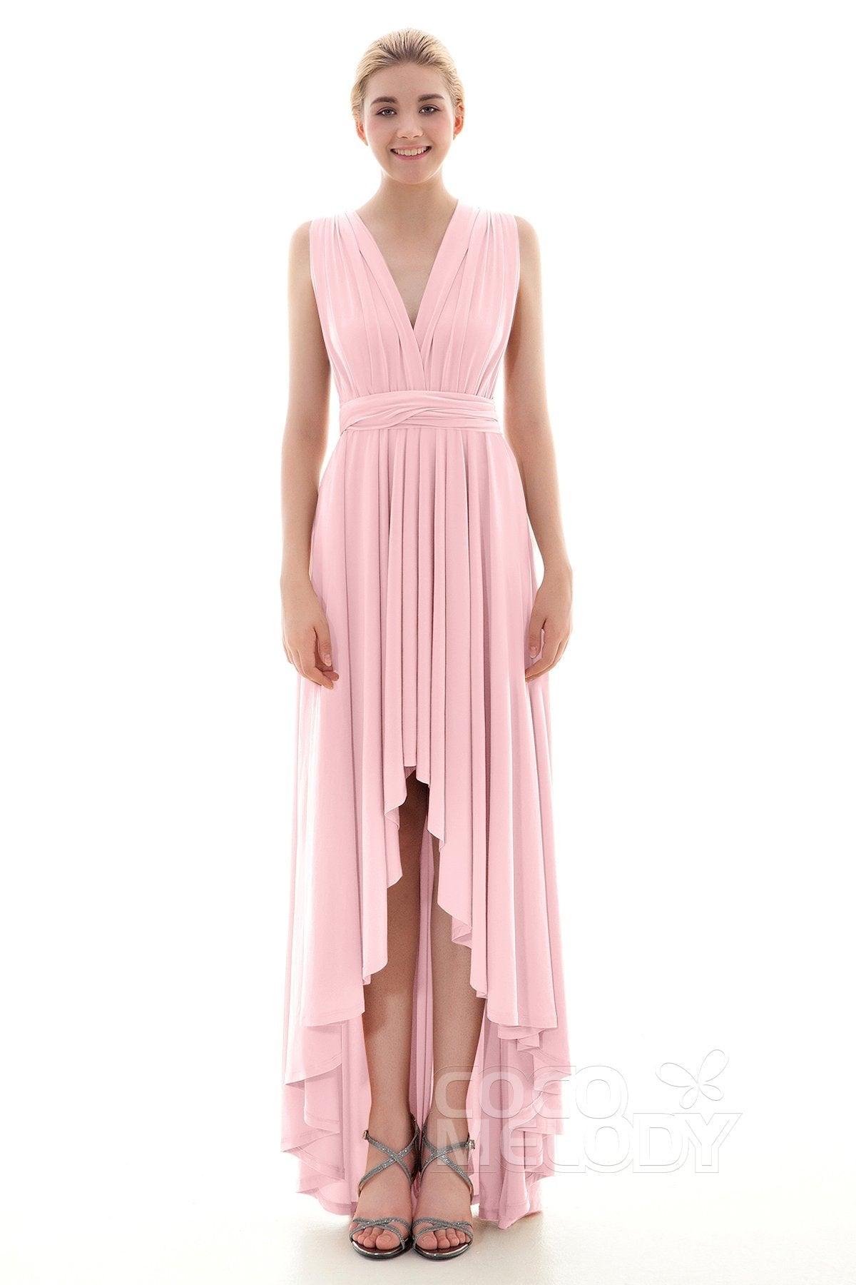 Asymmetrical High-Low Knitted Bridesmaid Dress COED16001 - COCOMELODY