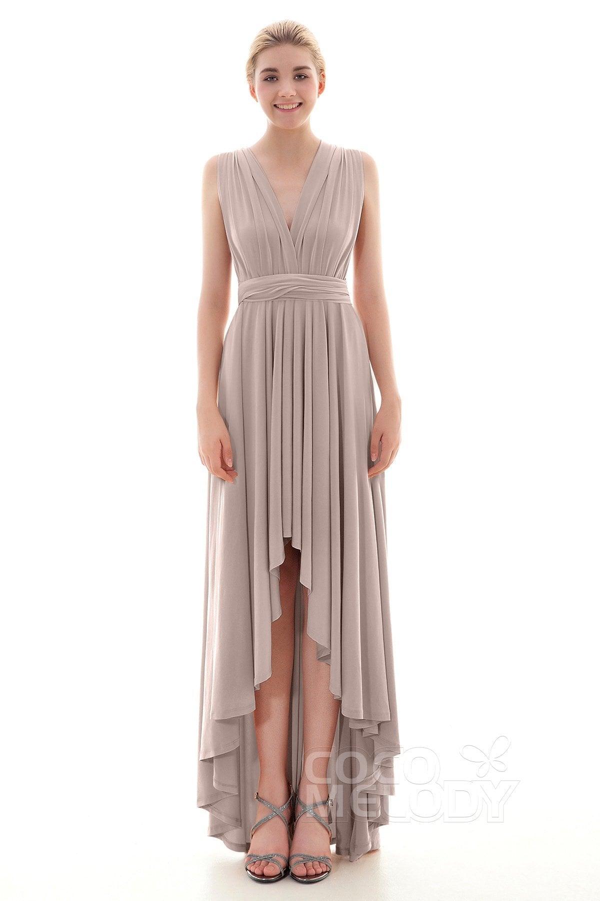 Asymmetrical High-Low Knitted Bridesmaid Dress COED16001 - COCOMELODY
