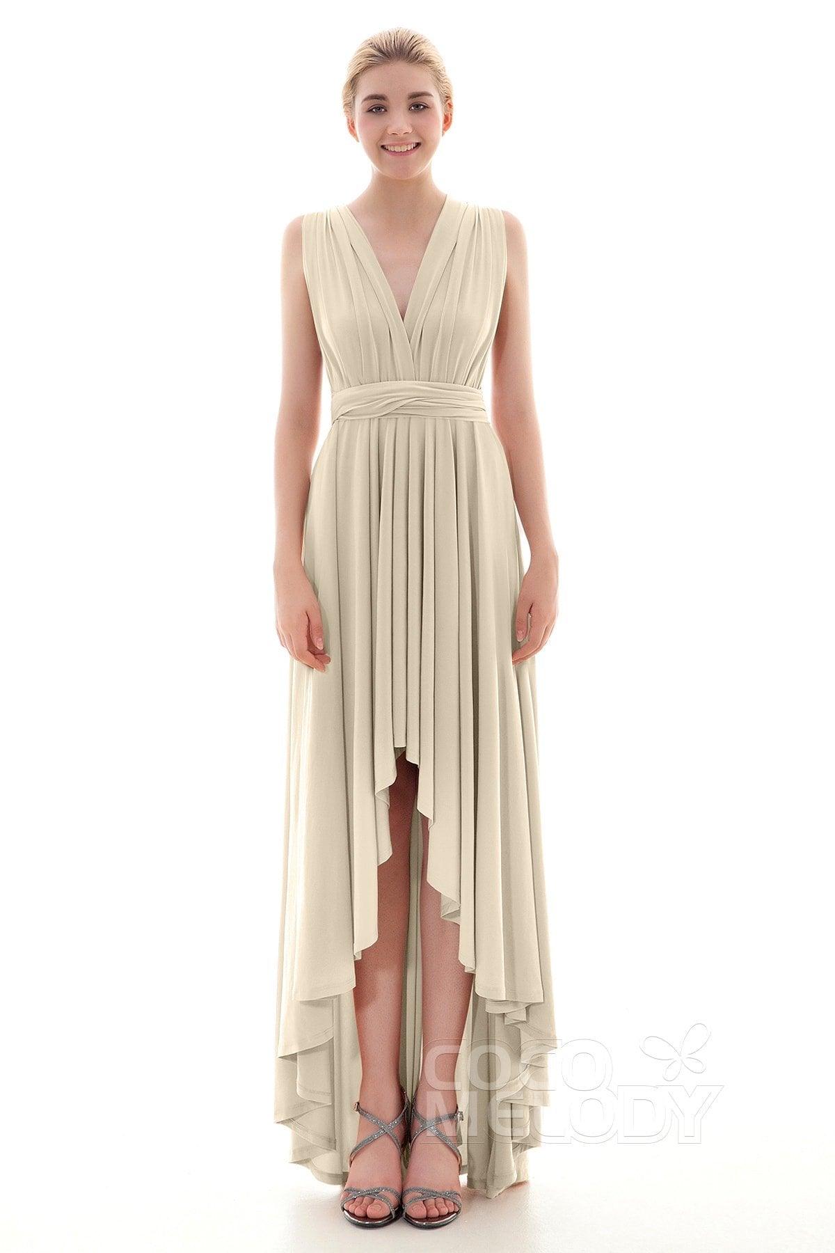 Asymmetrical High-Low Knitted Bridesmaid Dress COED16001 - COCOMELODY