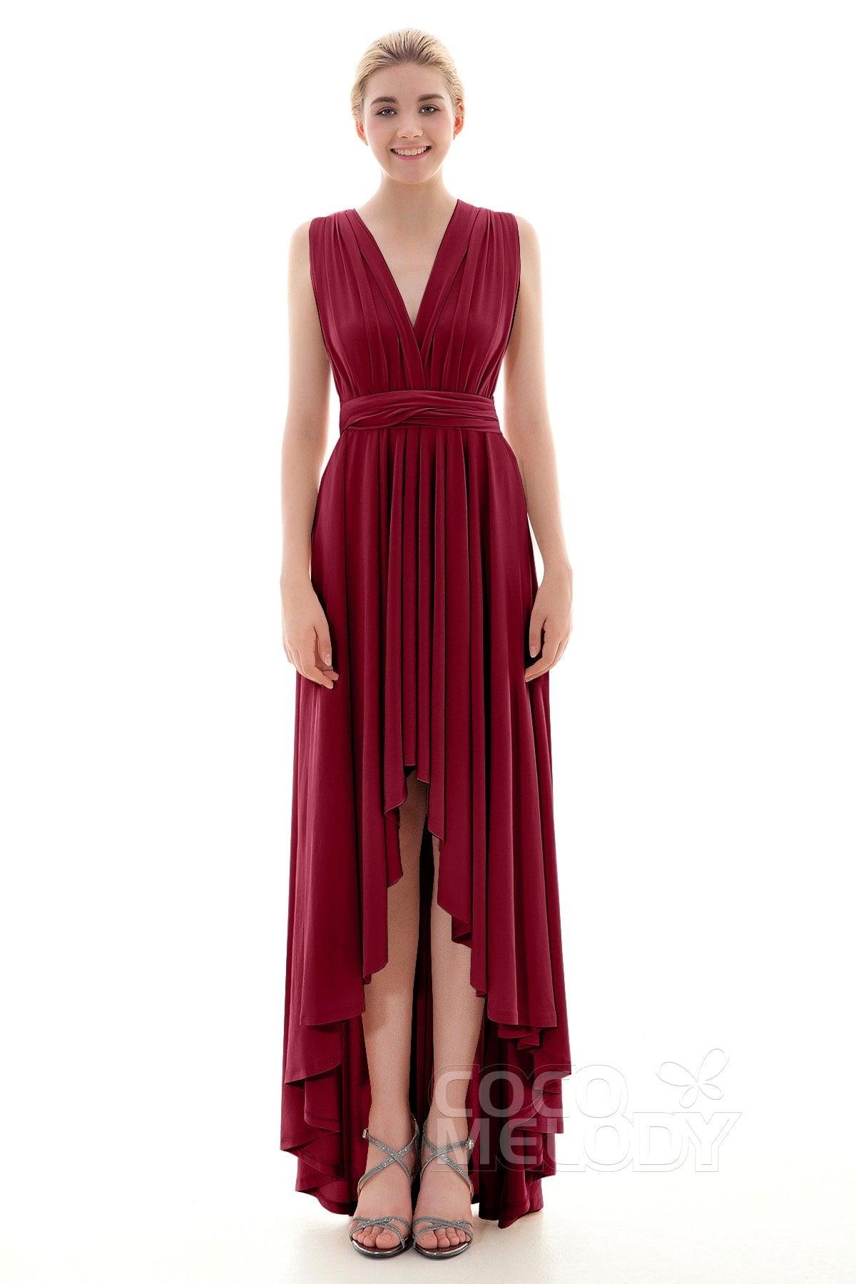 Asymmetrical High-Low Knitted Bridesmaid Dress COED16001 - COCOMELODY