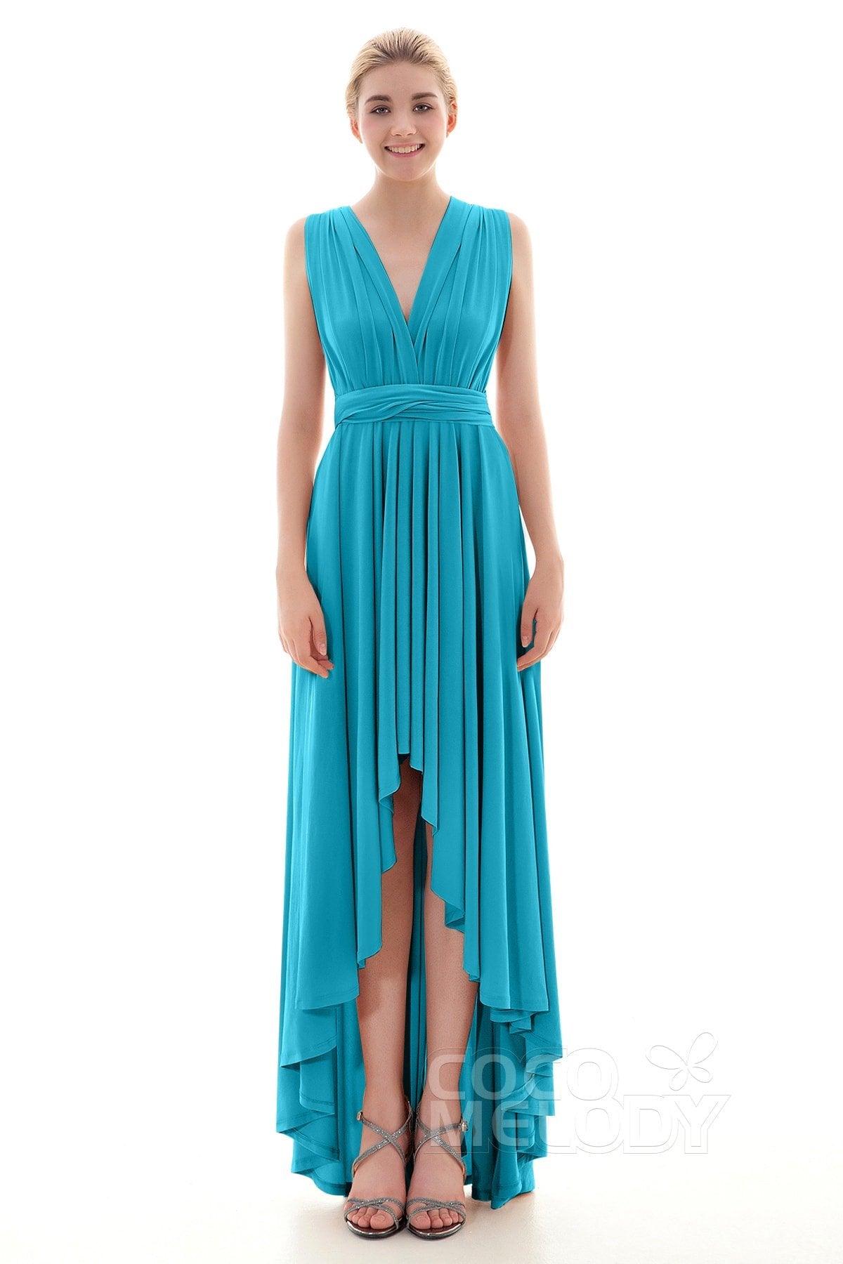 Asymmetrical High-Low Knitted Bridesmaid Dress COED16001 - COCOMELODY