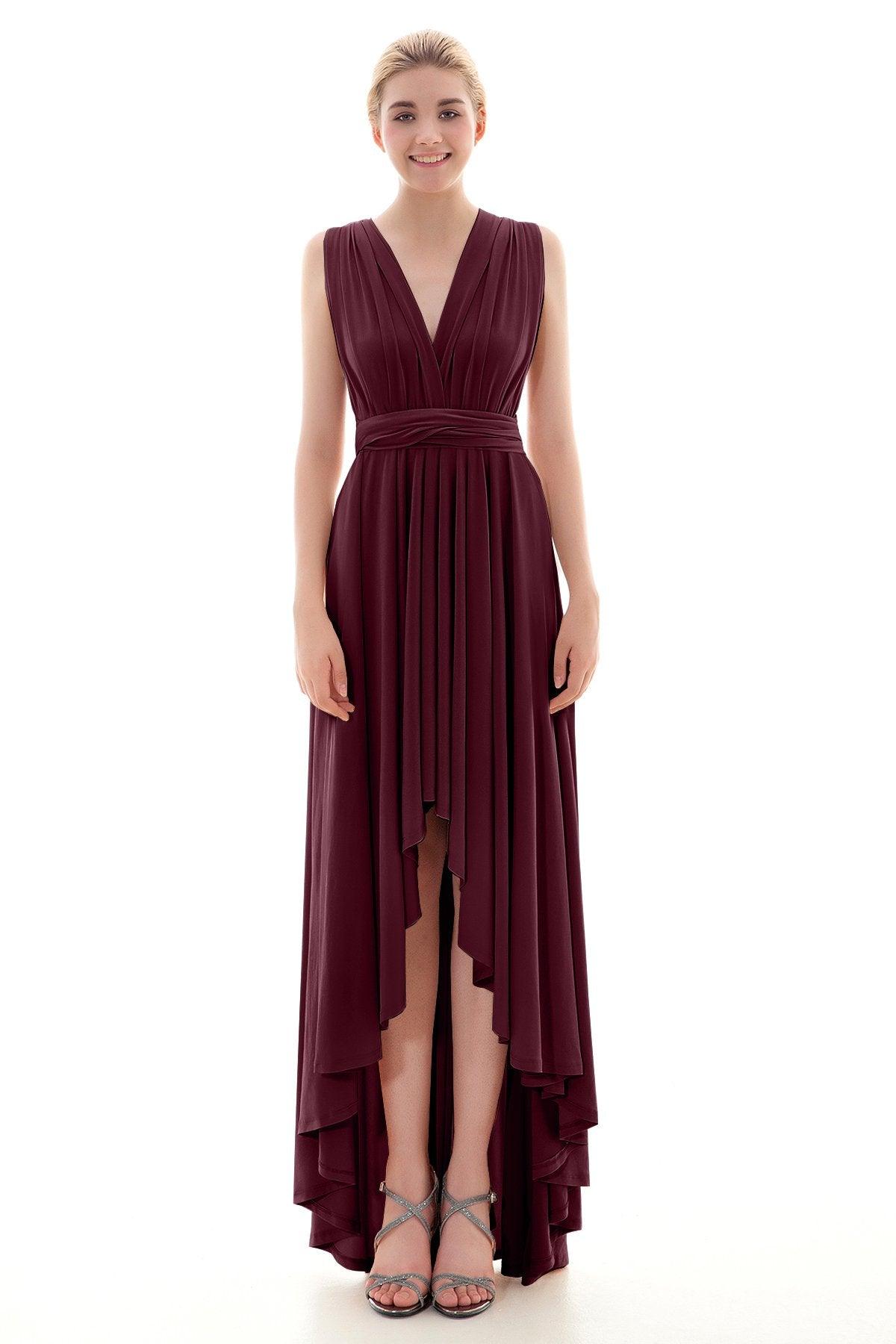 Asymmetrical High-Low Knitted Bridesmaid Dress COED16001 - COCOMELODY