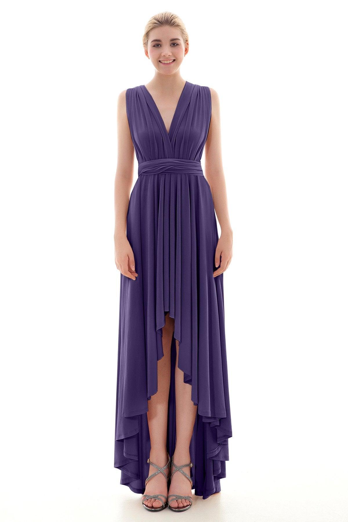 Asymmetrical High-Low Knitted Bridesmaid Dress COED16001 - COCOMELODY