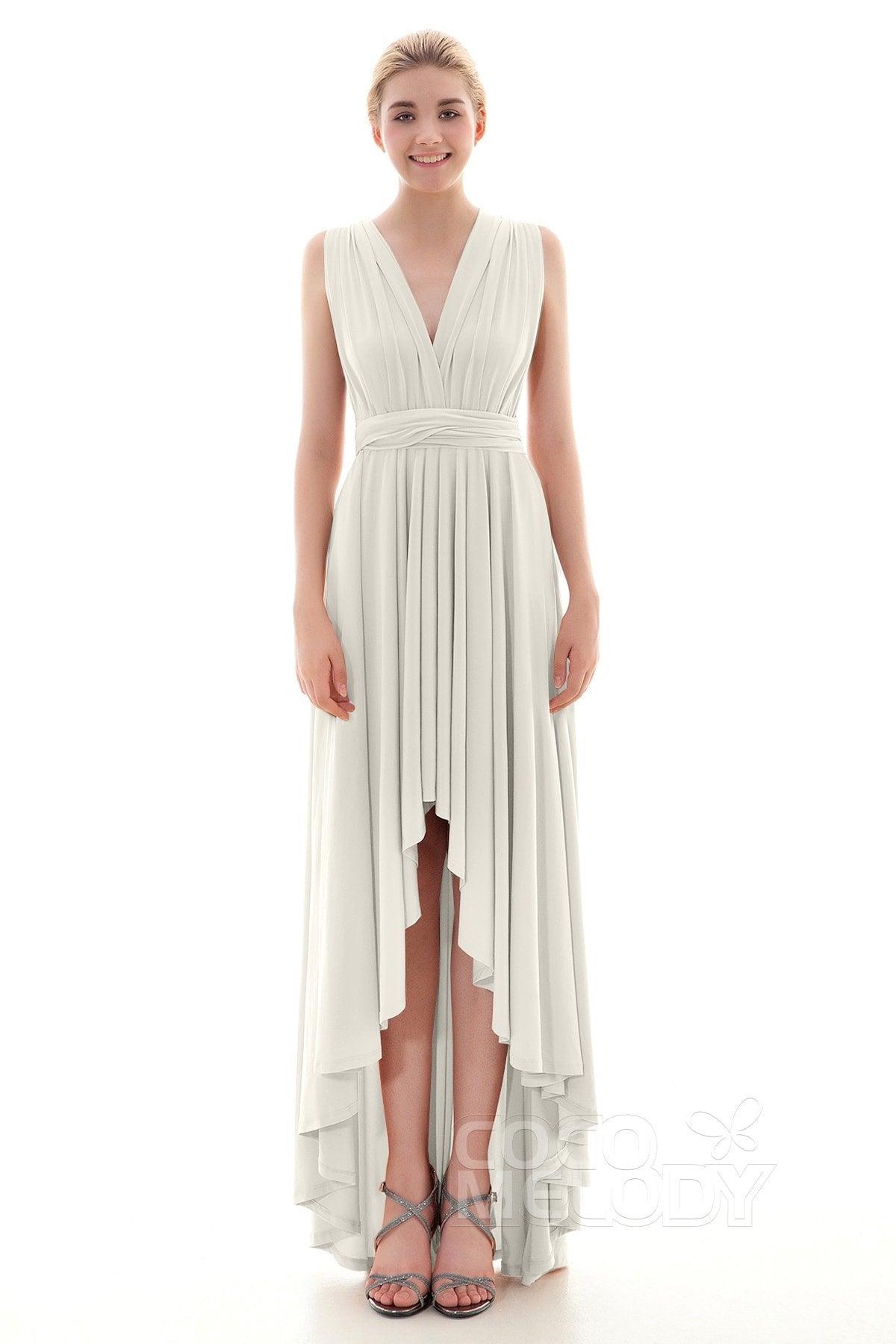Asymmetrical High-Low Knitted Bridesmaid Dress COED16001 - COCOMELODY