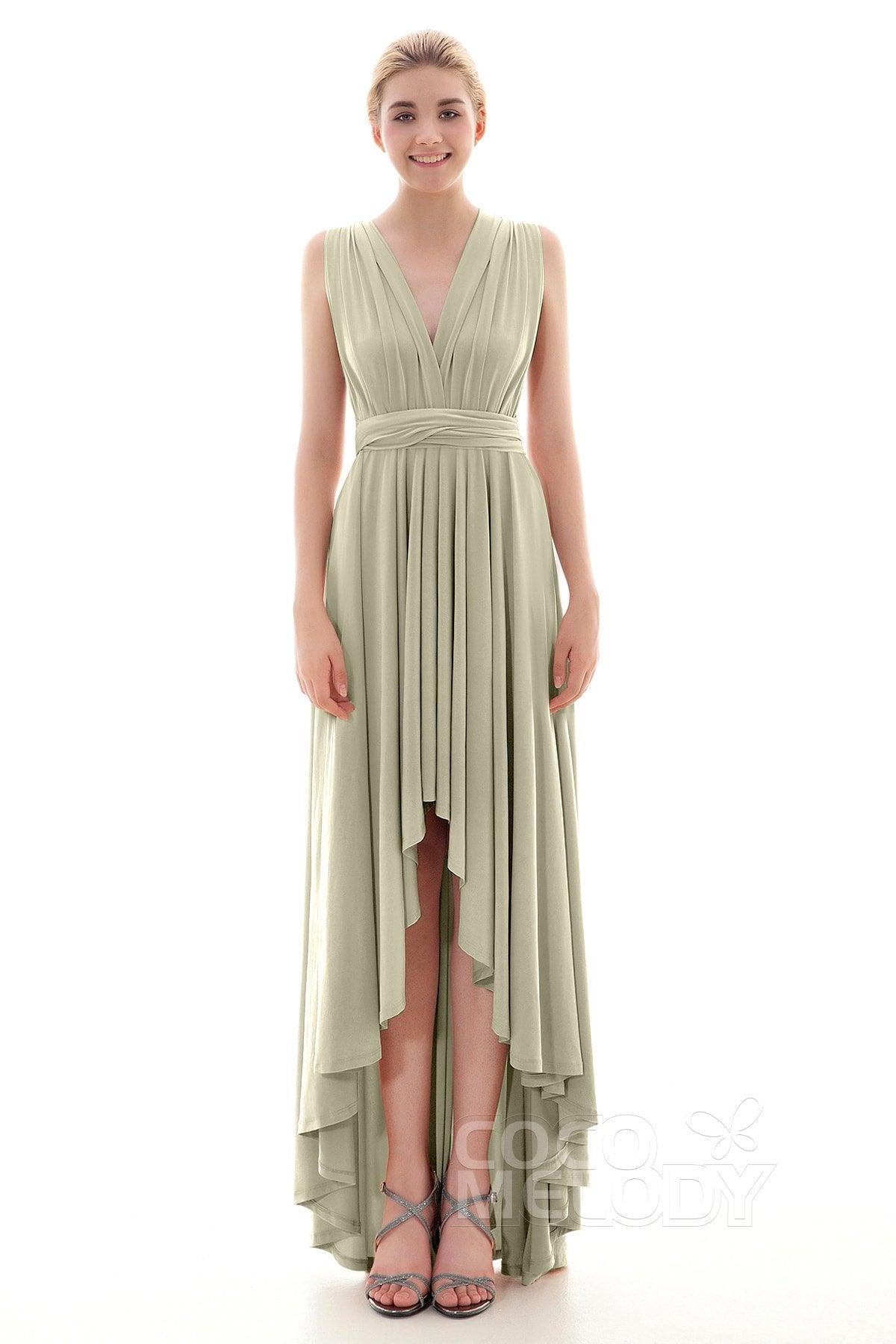 Asymmetrical High-Low Knitted Bridesmaid Dress COED16001 - COCOMELODY