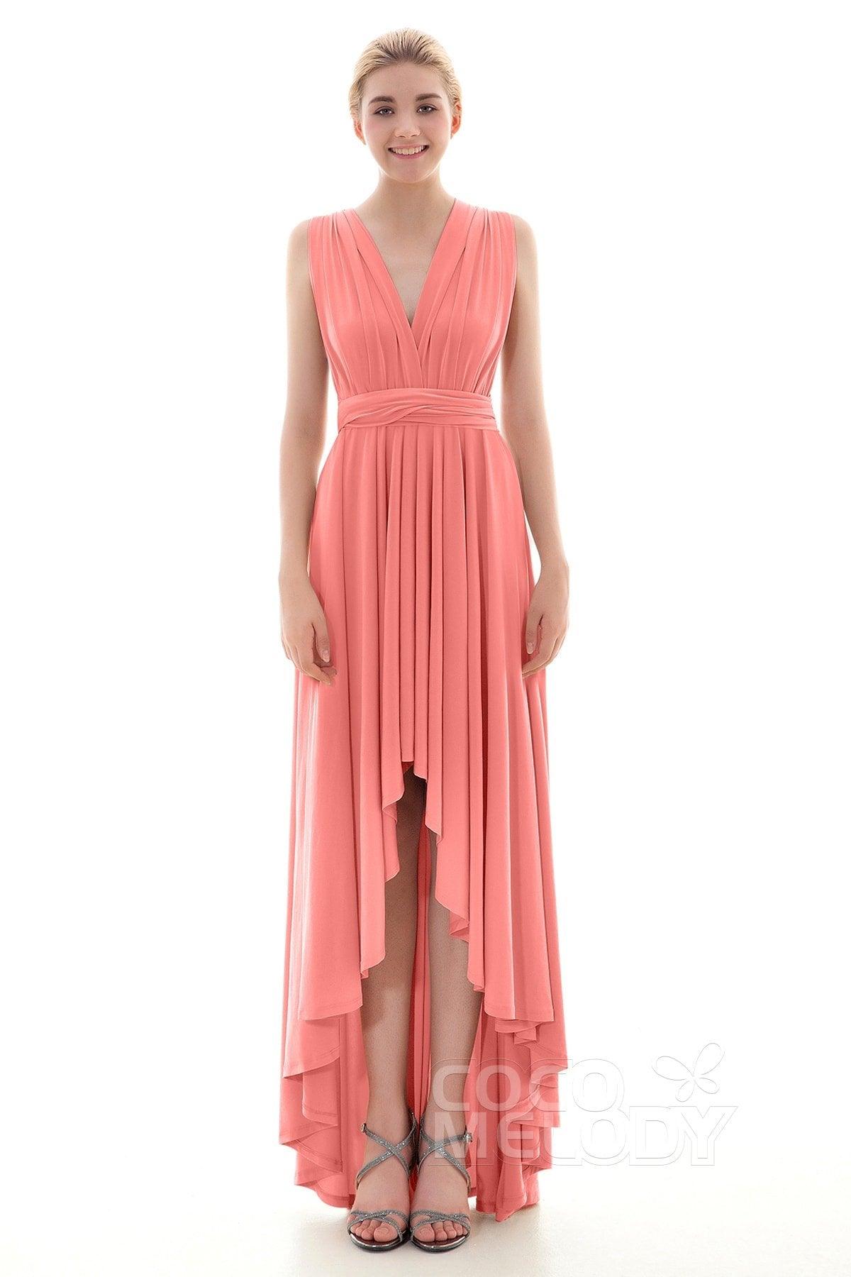 Asymmetrical High-Low Knitted Bridesmaid Dress COED16001 - COCOMELODY